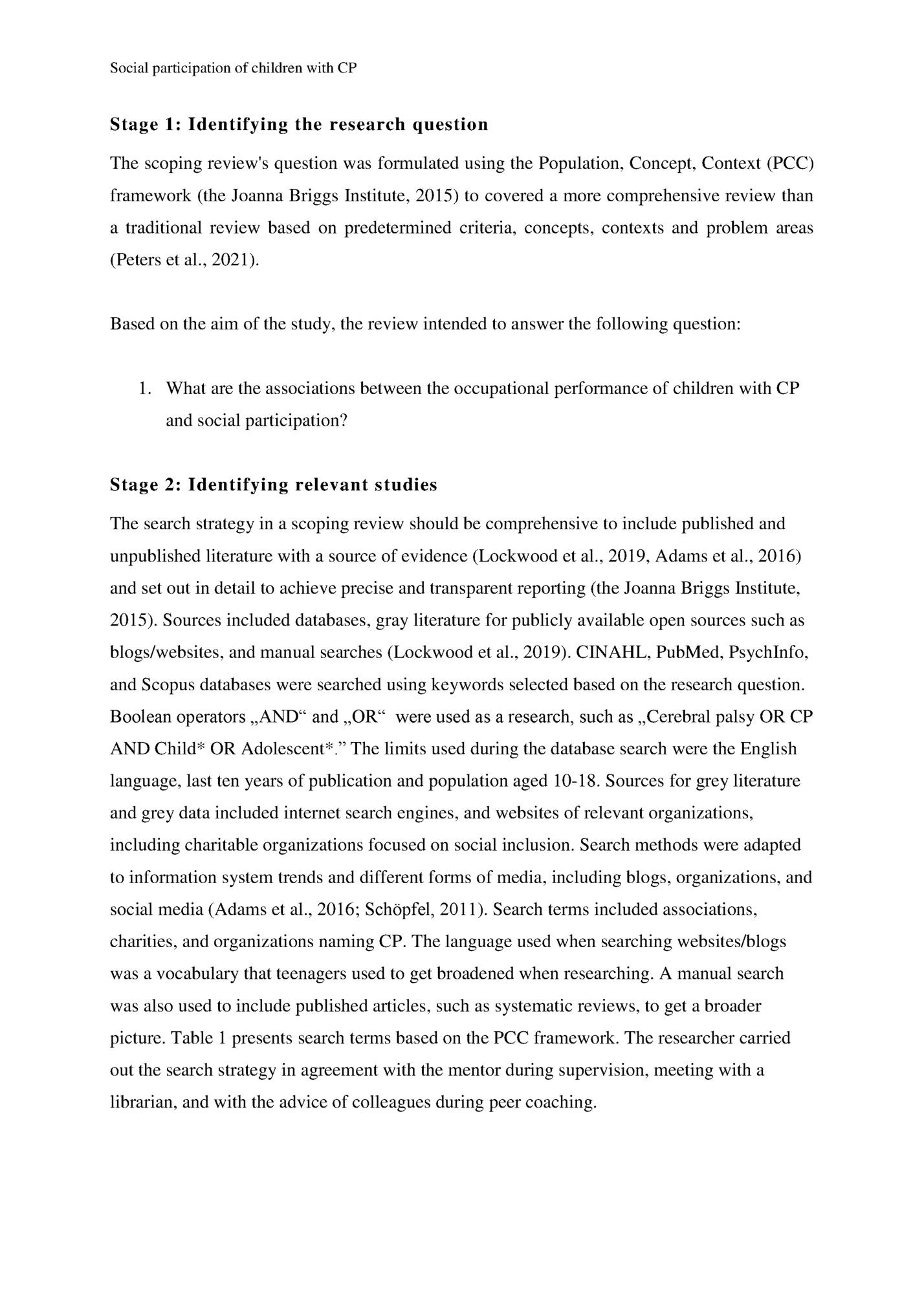 Social participation of children with CP