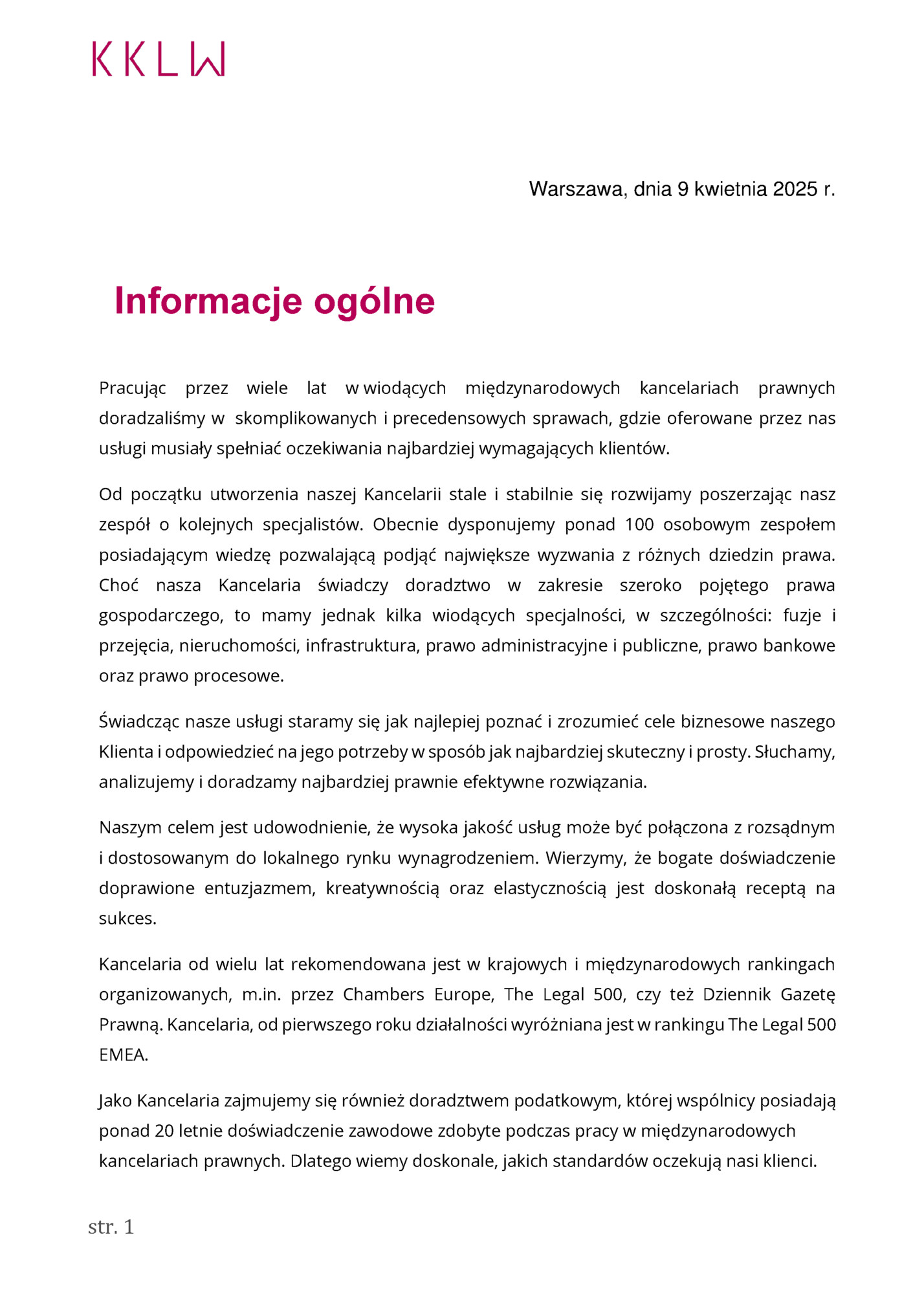 Warszawa, dnia 9 kwietnia 2025 r.