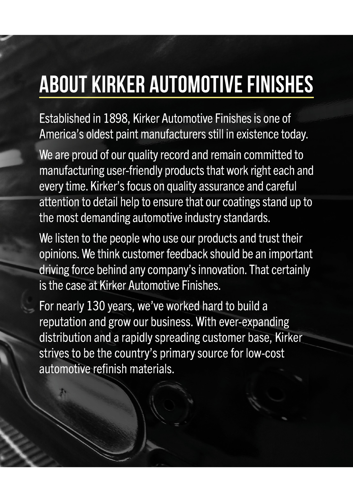 ABOUT KIRKER AUTOMOTIVE FINISHES
