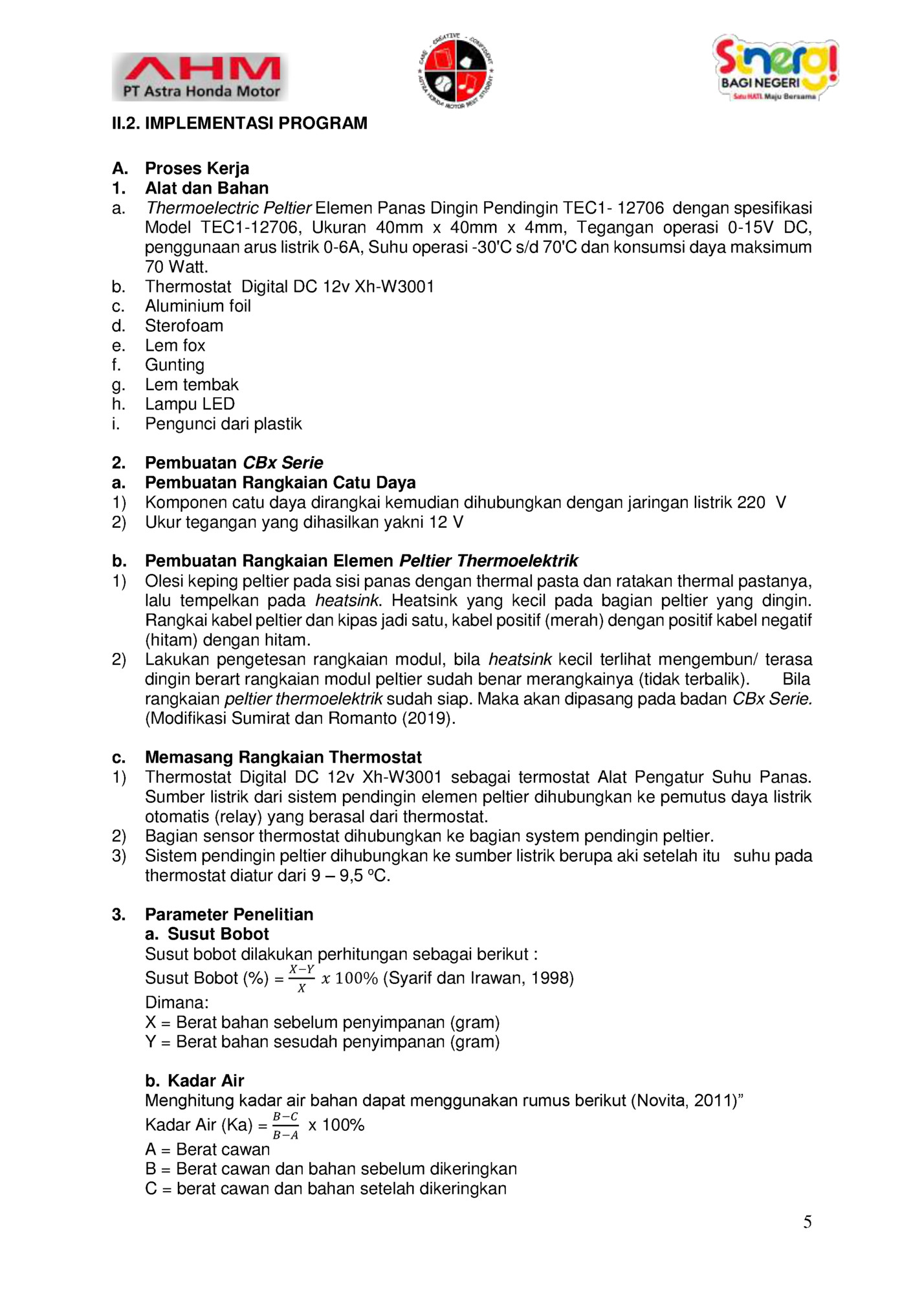 II.2. IMPLEMENTASI PROGRAM