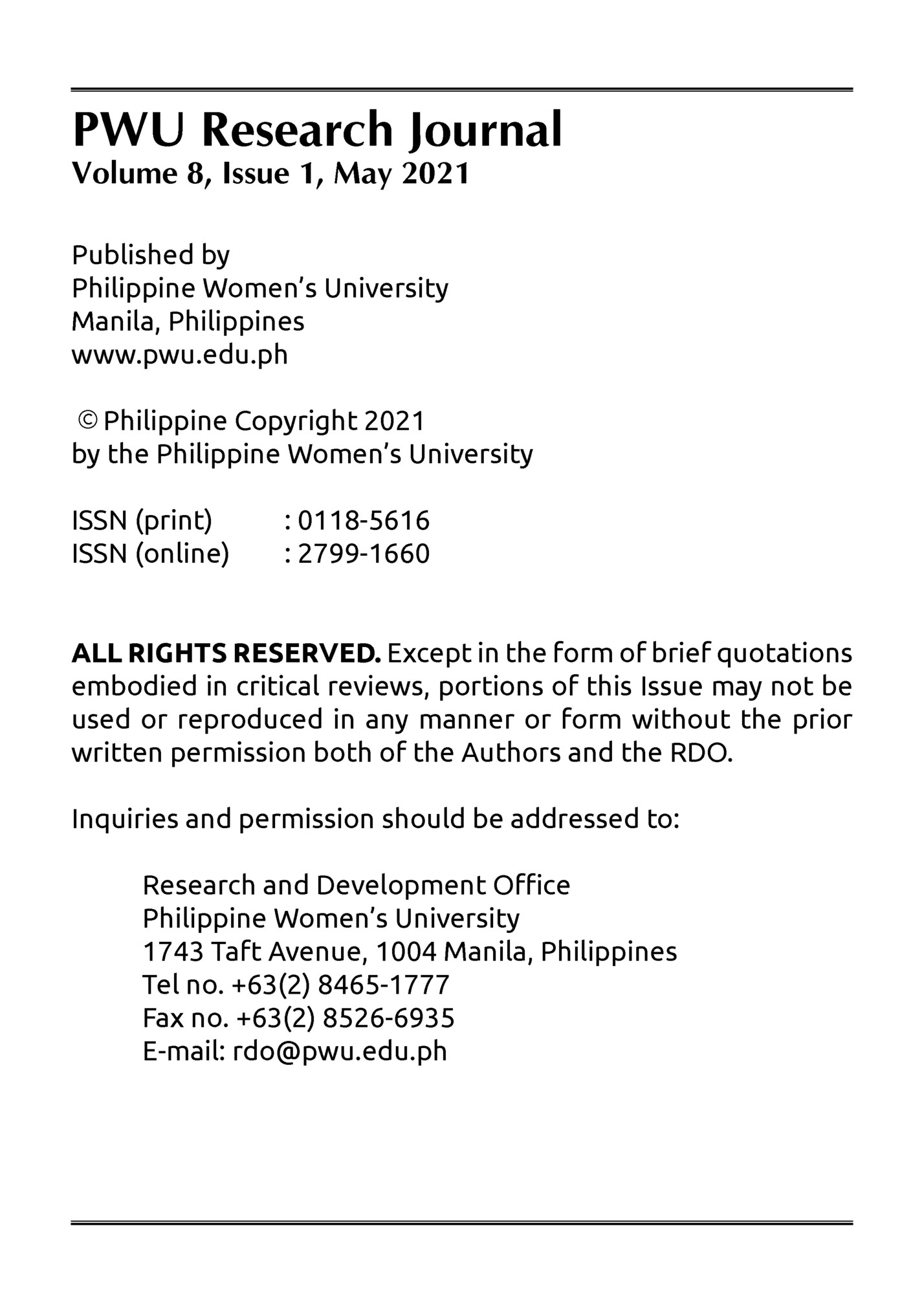 PWU Research Journal