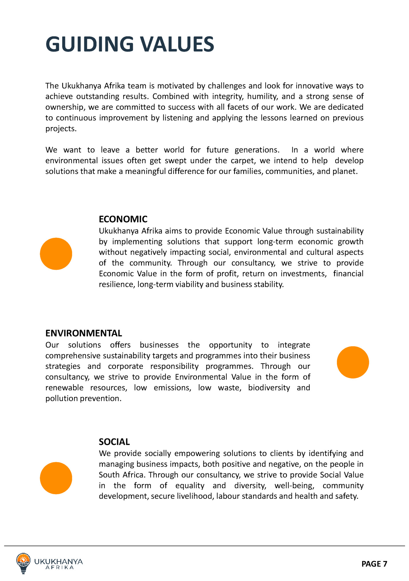GUIDING VALUES