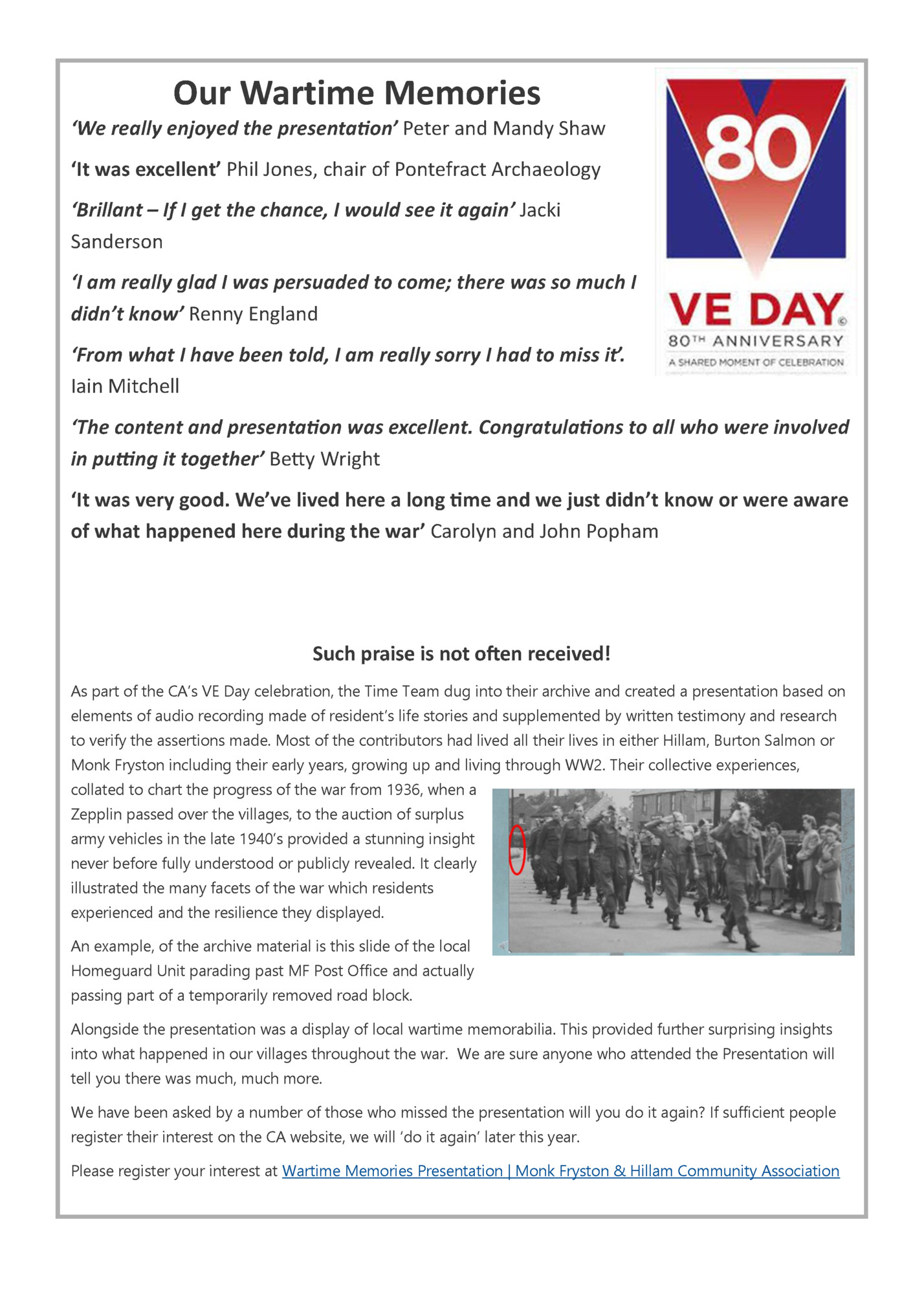 Our Wartime Memories Our Wartime Memories