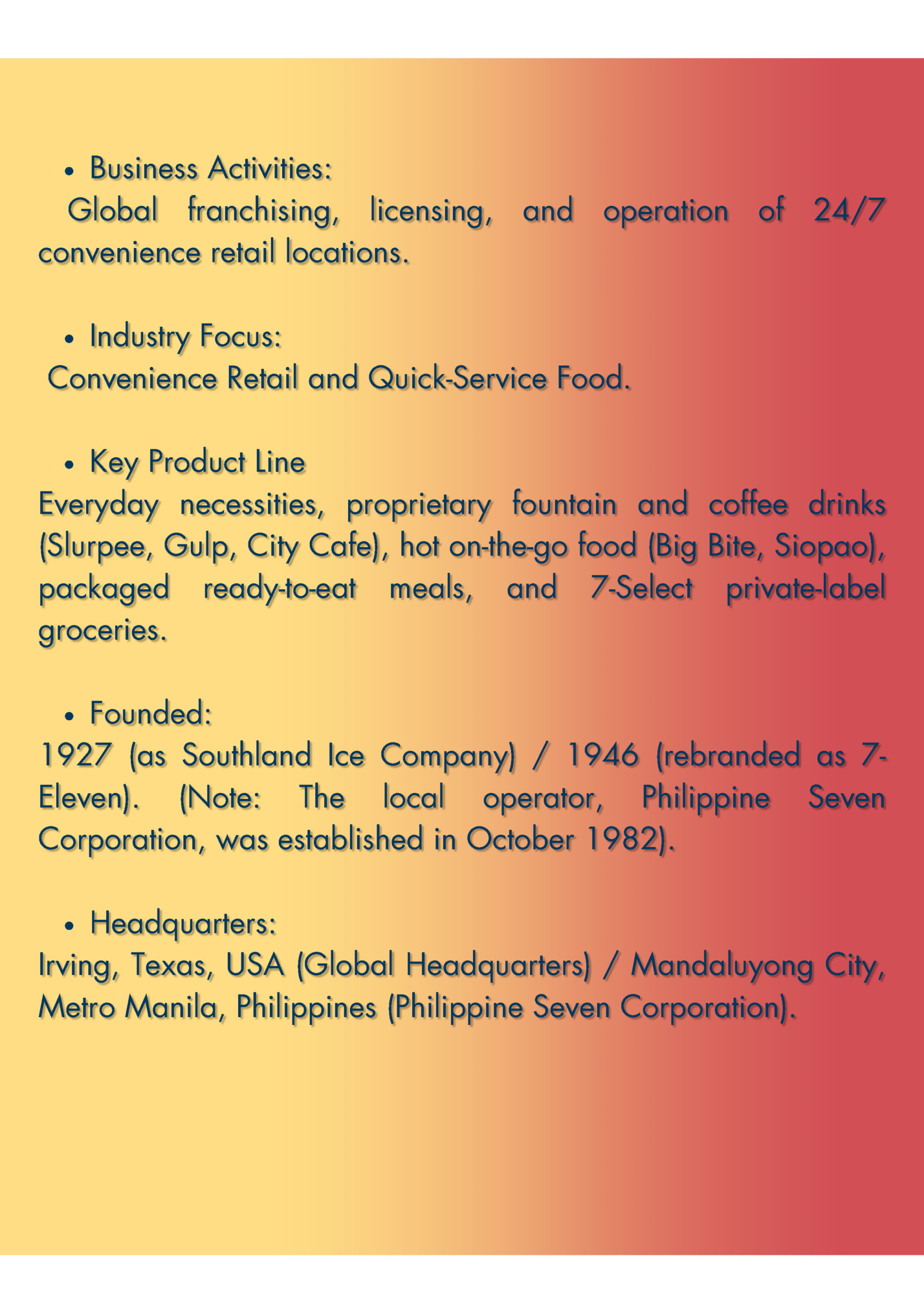 Business Activities: