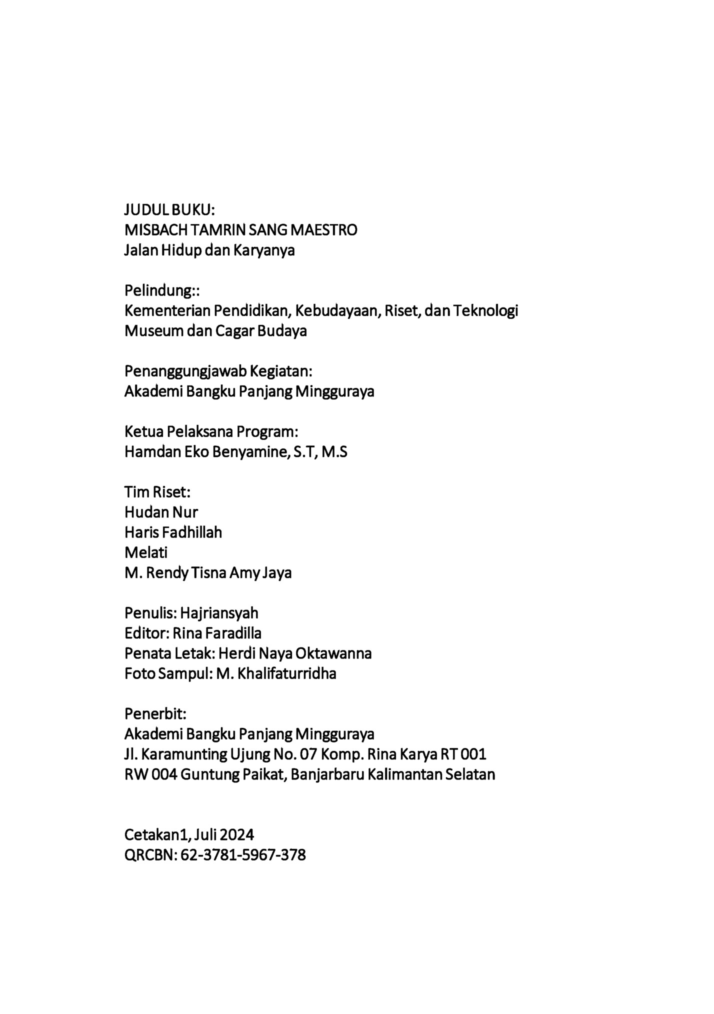 JUDUL BUKU: