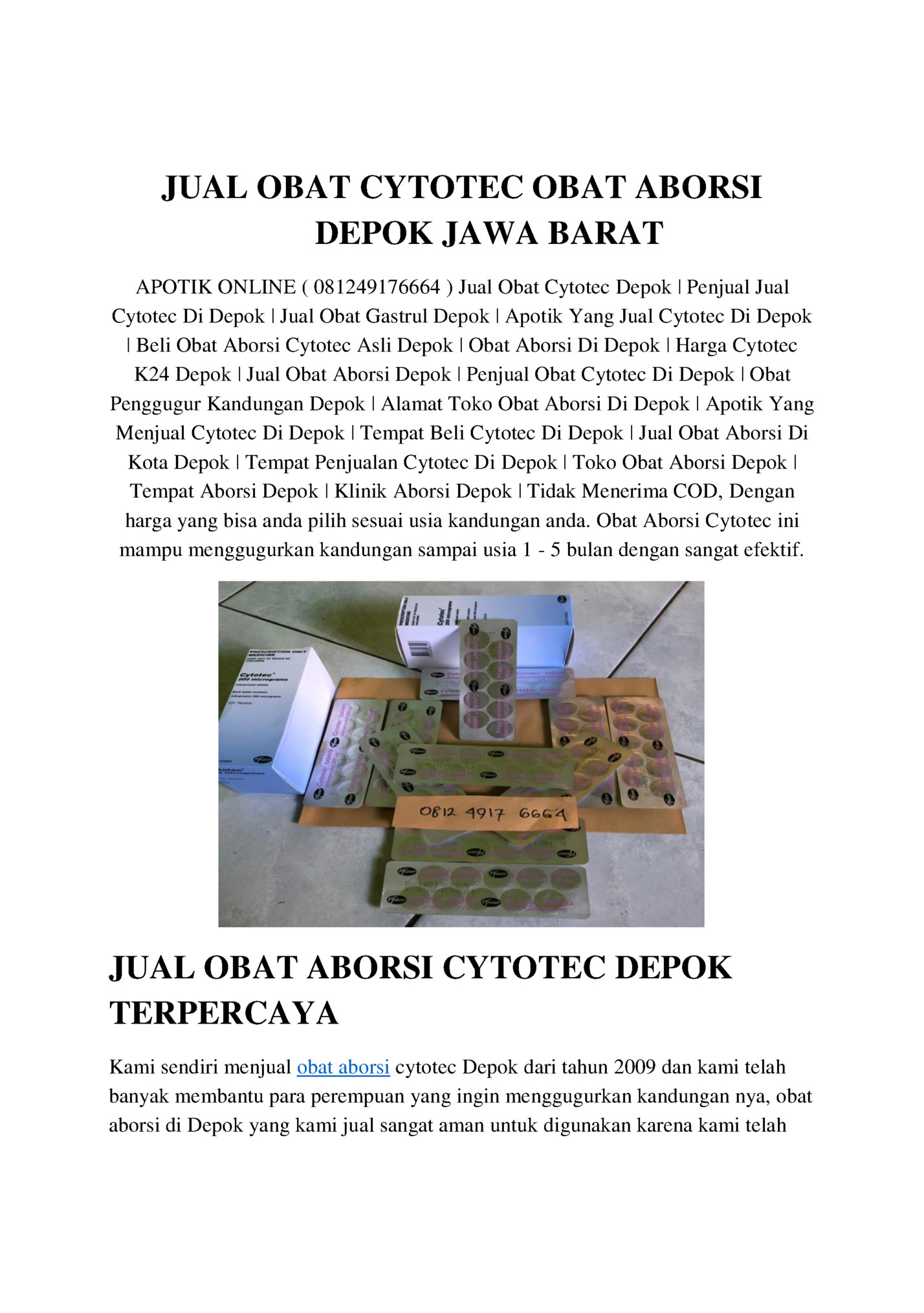 JUAL OBAT CYTOTEC OBAT ABORSI