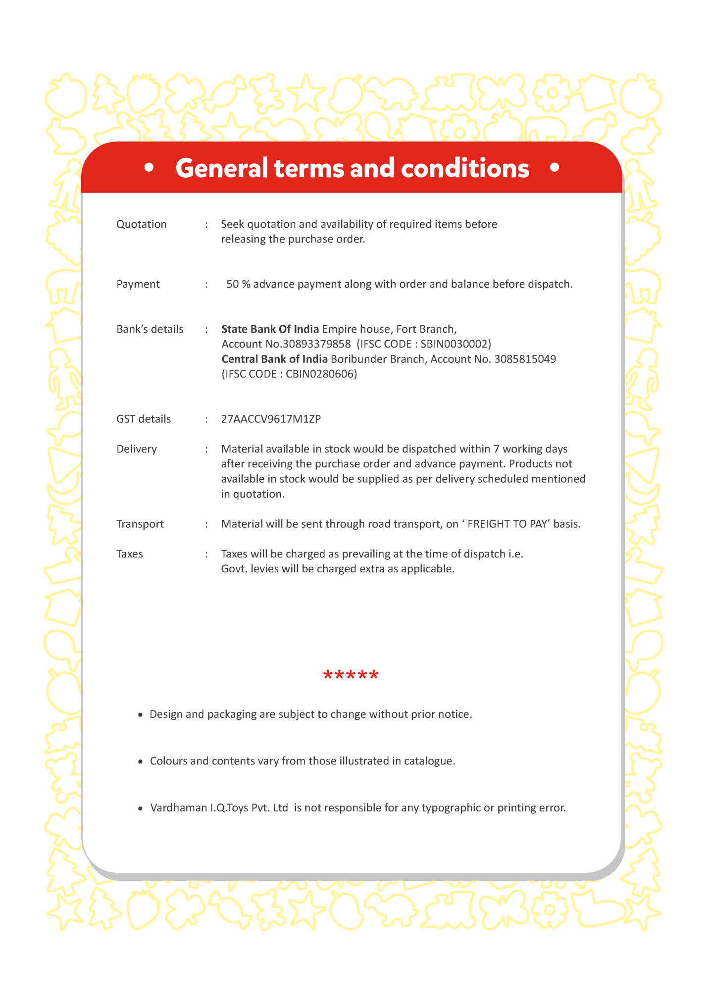 General terms and conditions