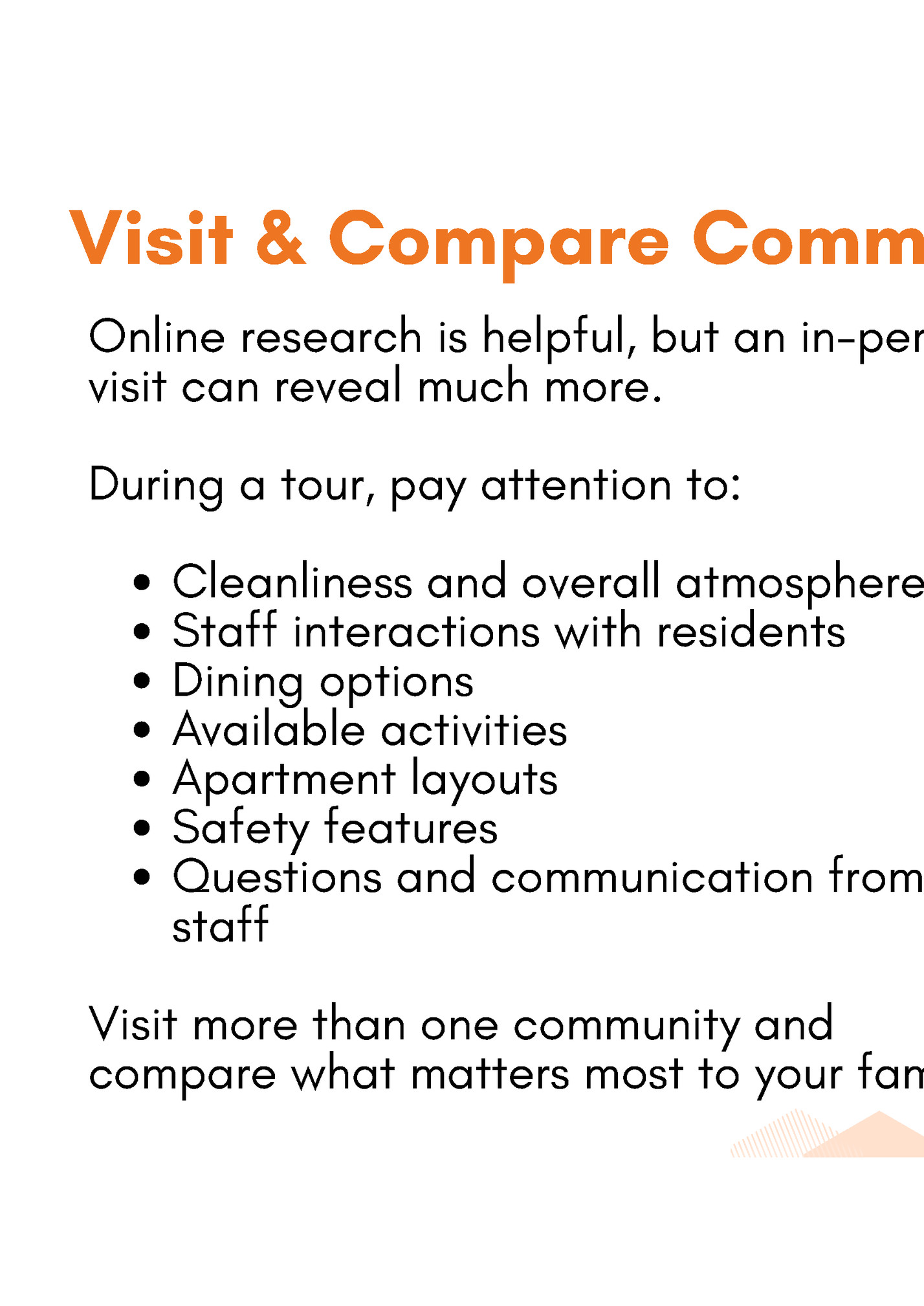 Visit & Compare Communities Visit & Compare Communities