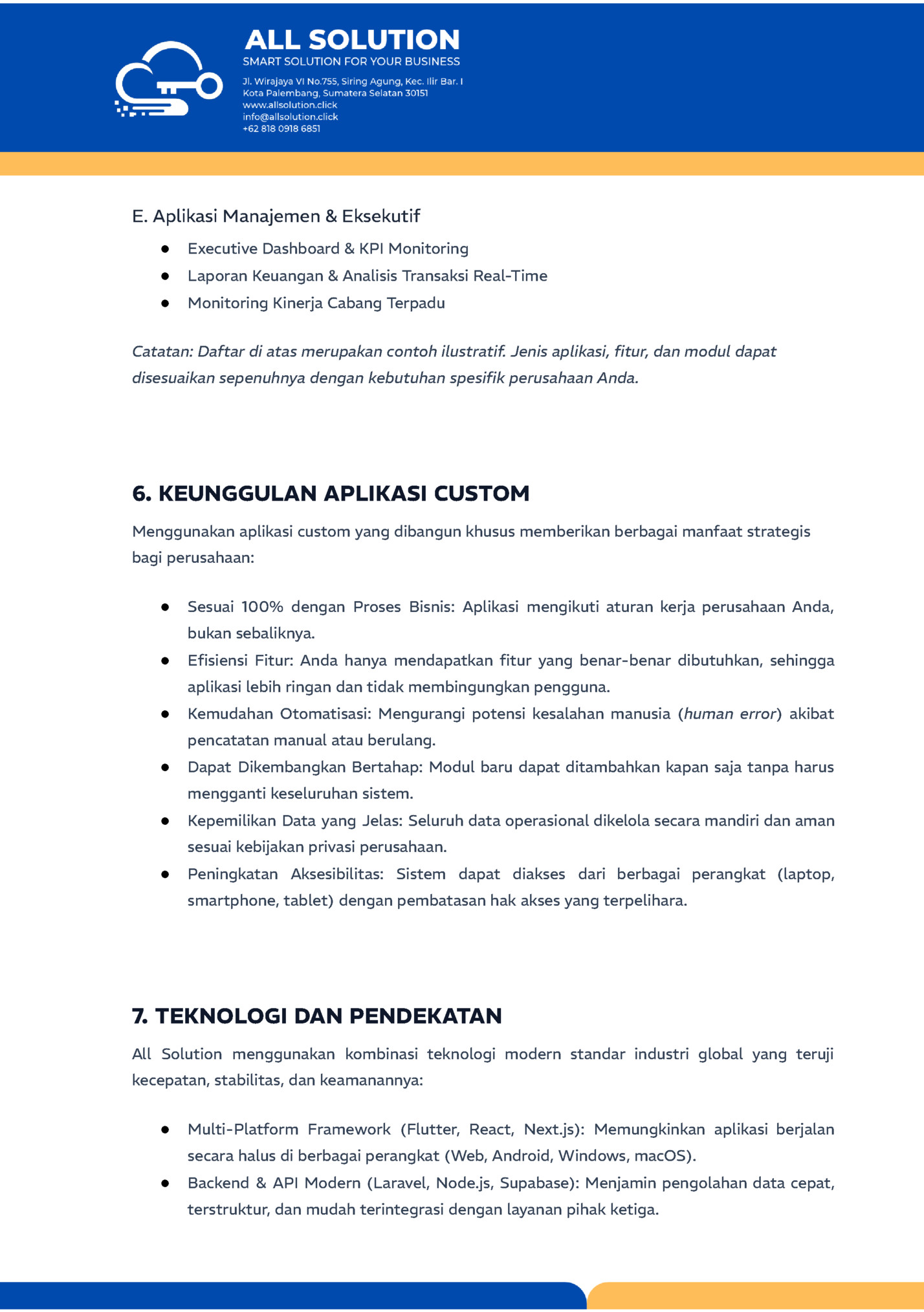 E. Aplikasi Manajemen & Eksekutif E. Aplikasi Manajemen & Eksekutif