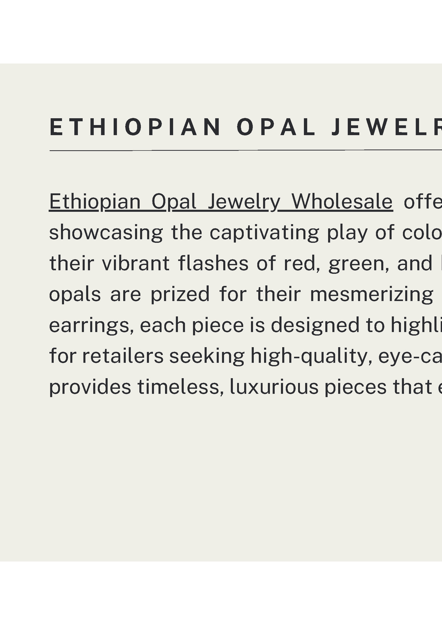 ETHIOPIAN OPAL JEWELRY