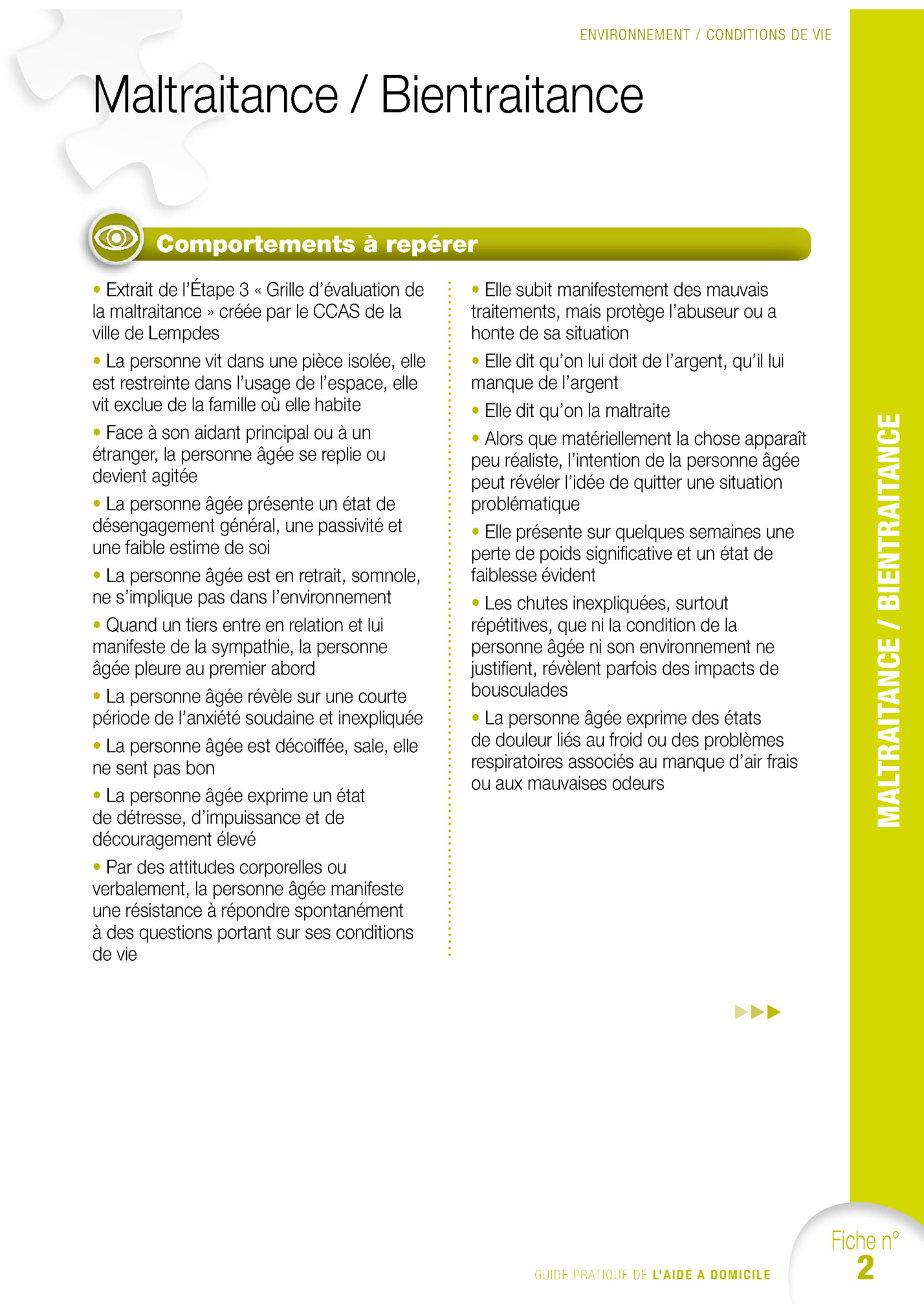 Environnement / conditions de vie