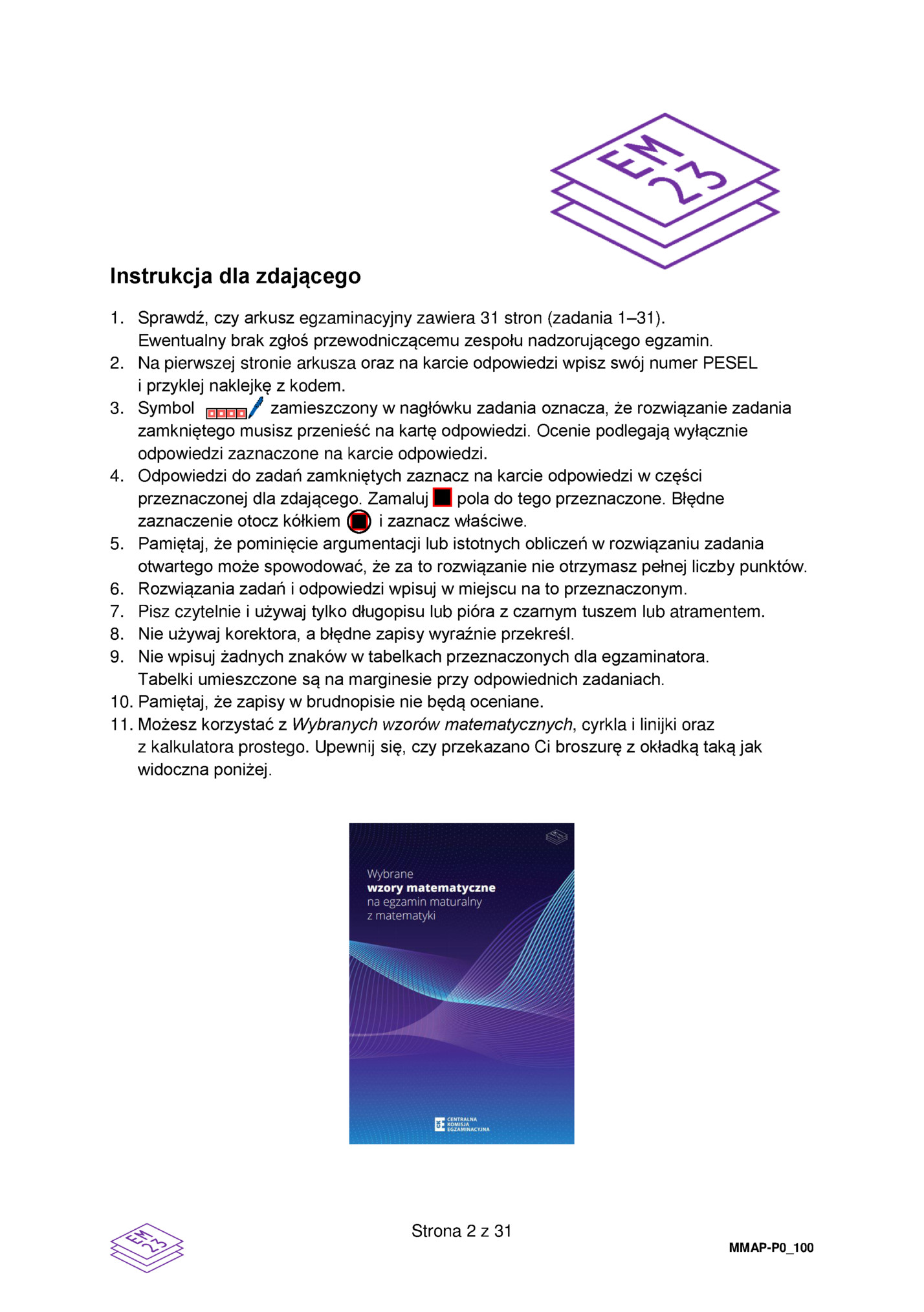 Instrukcja dla zdającego