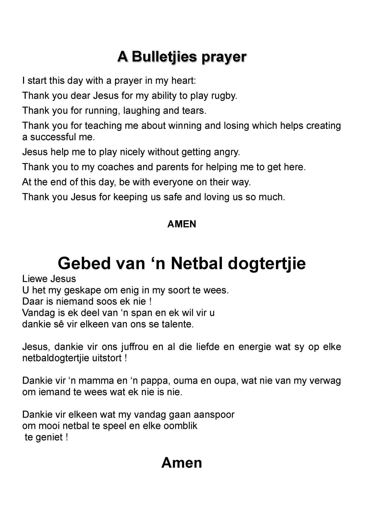 A Bulletjies prayer
