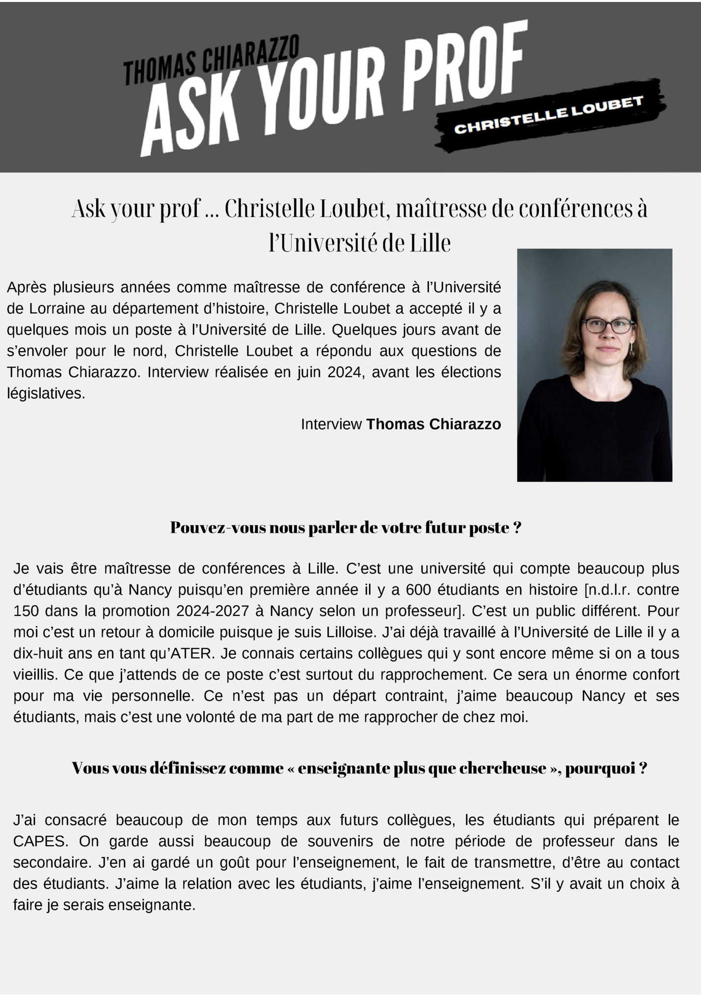 Ask your prof … Christelle Loubet, maîtresse de conférences à