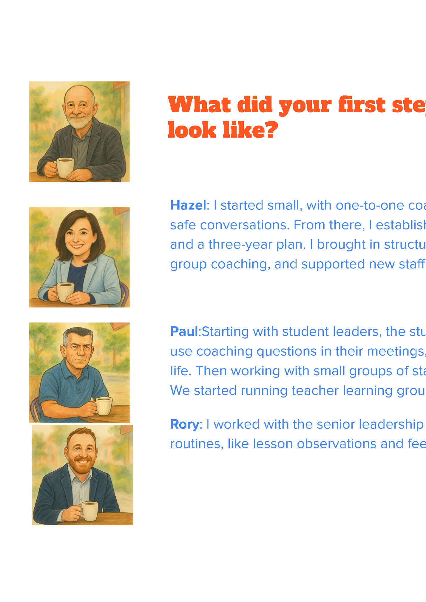 What did your ﬁrst steps toward a coaching culture
