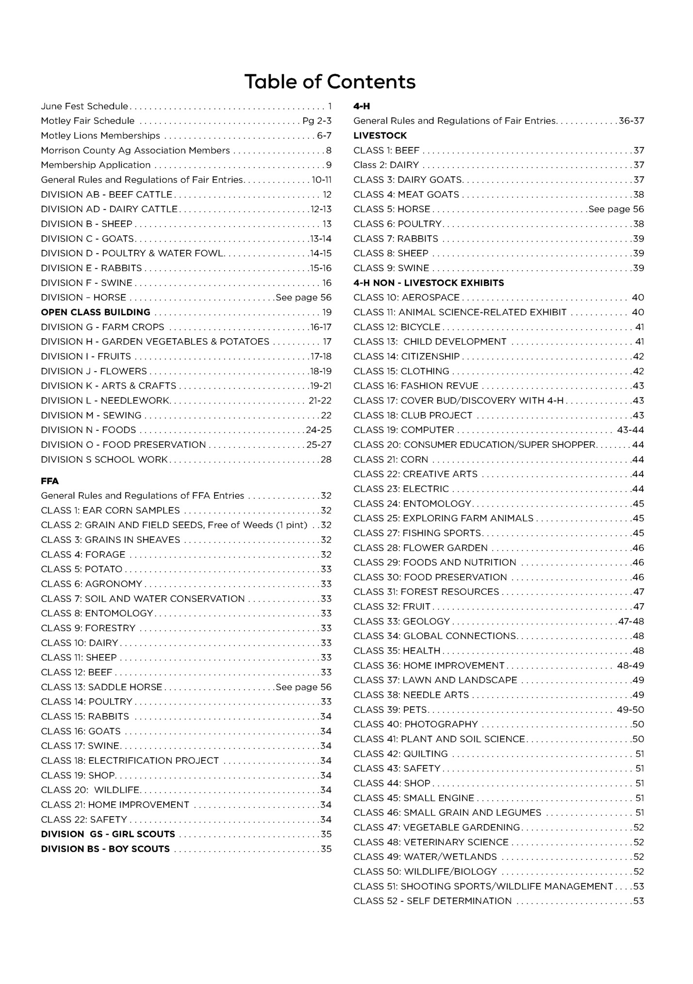 Table of Contents