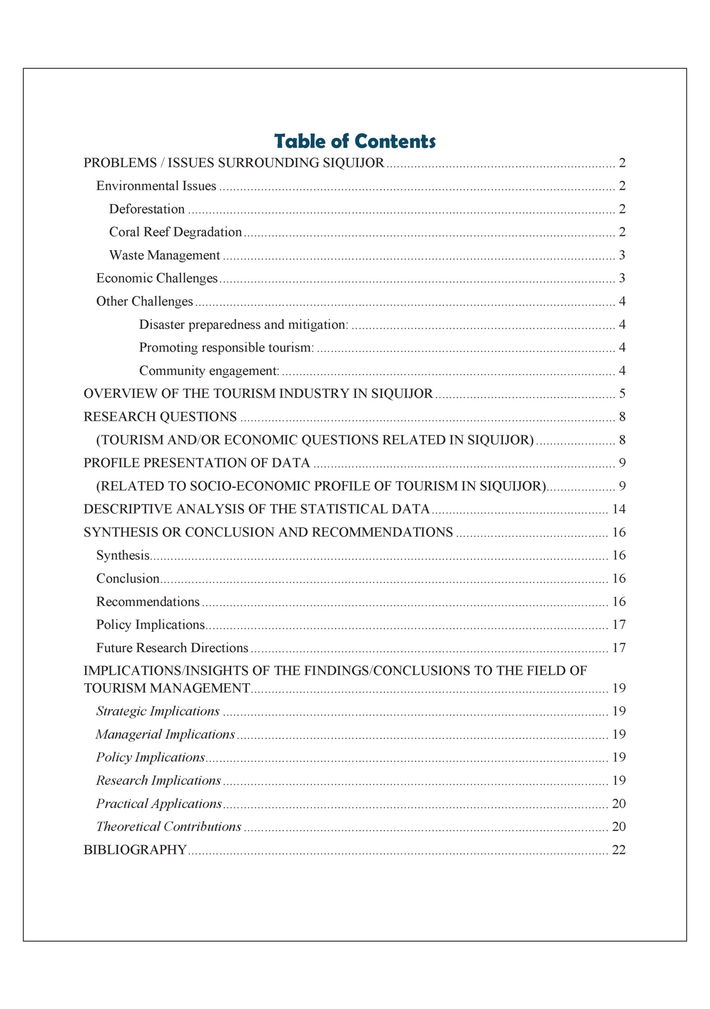 Table of Contents