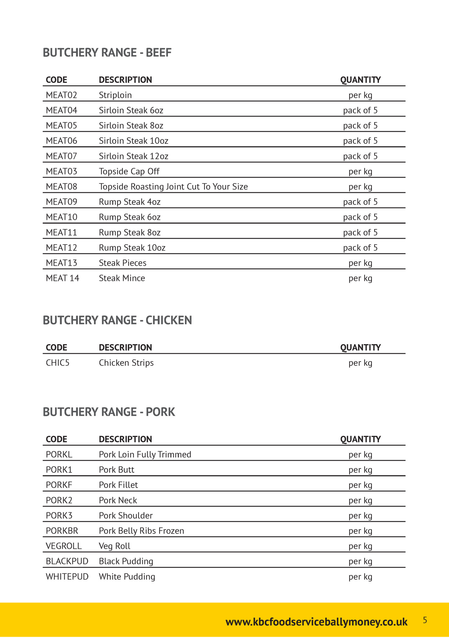 BUTCHERY RANGE - BEEF