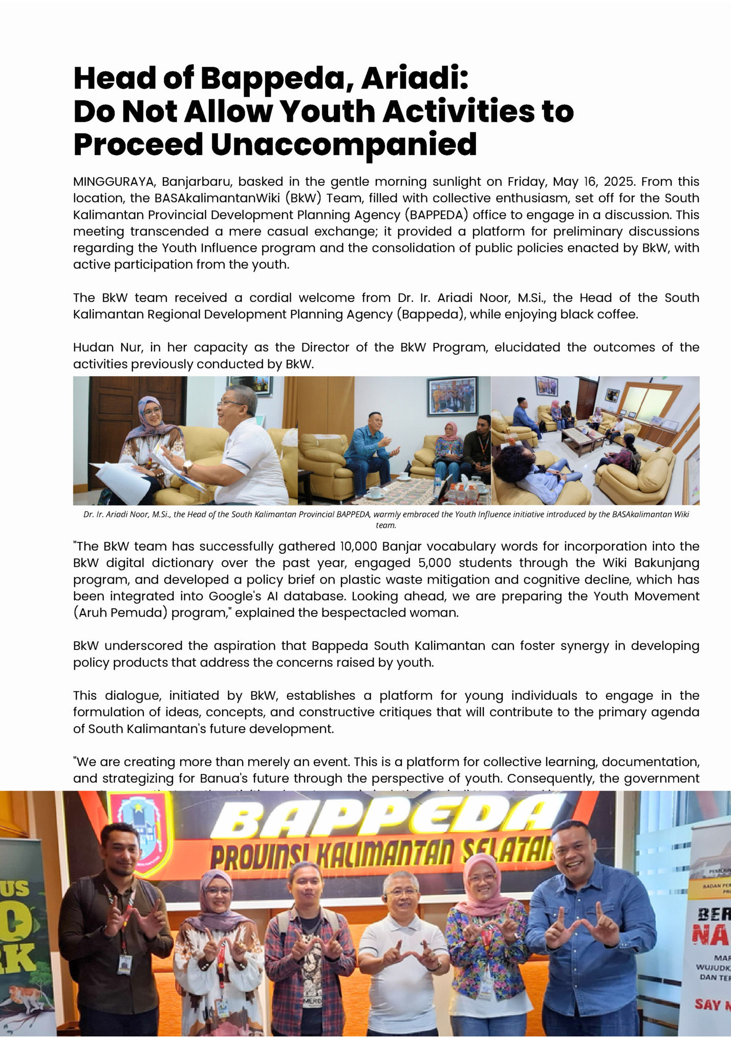 Head of Bappeda, Ariadi: