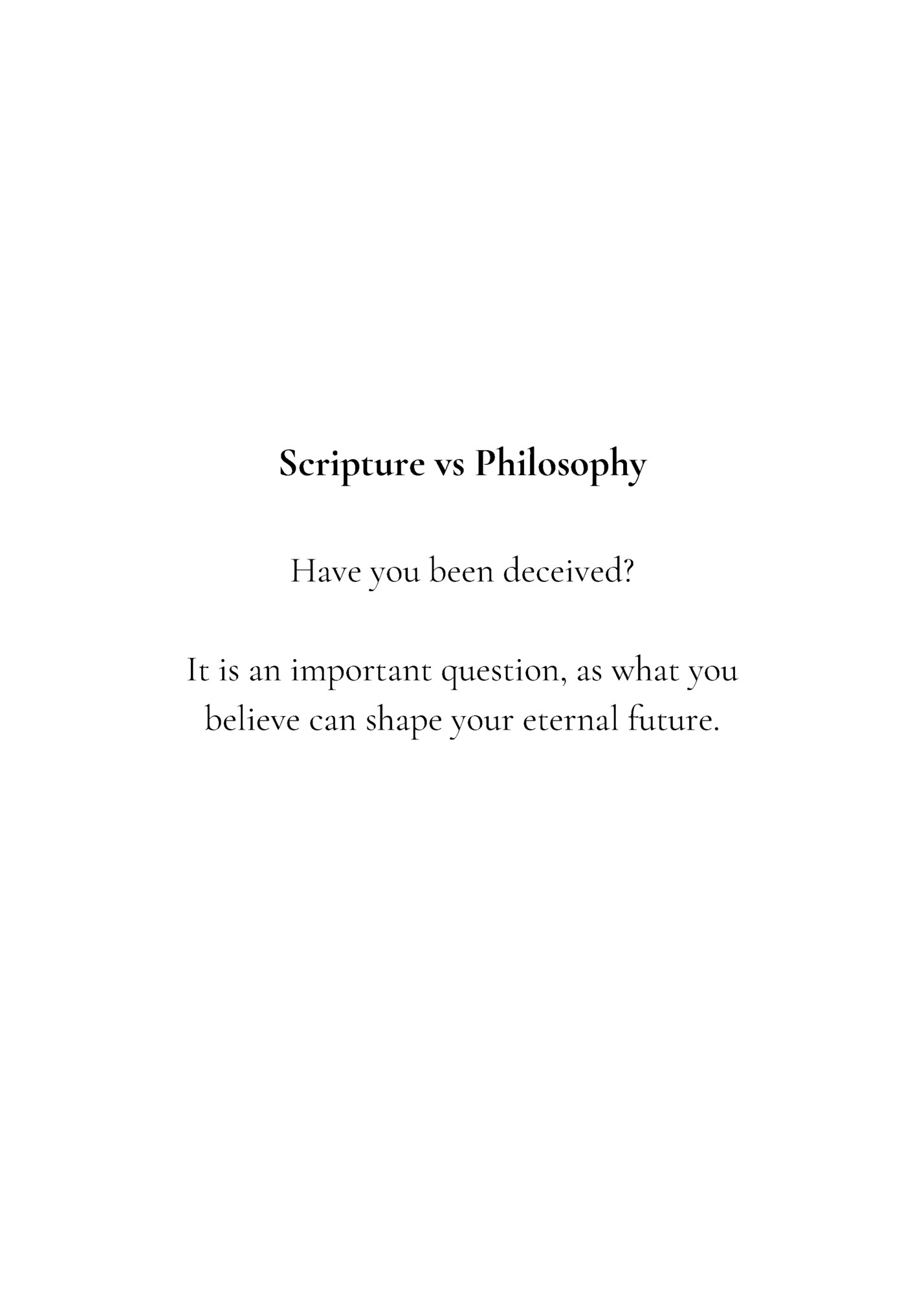 Scripture vs Philosophy