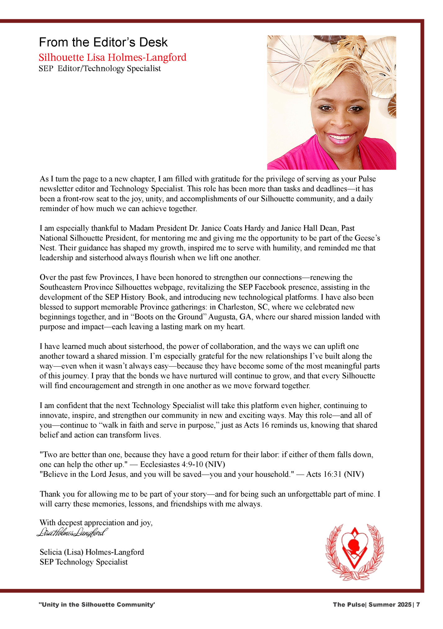 Silhouette Lisa Holmes-Langford Silhouette Lisa Holmes-Langford