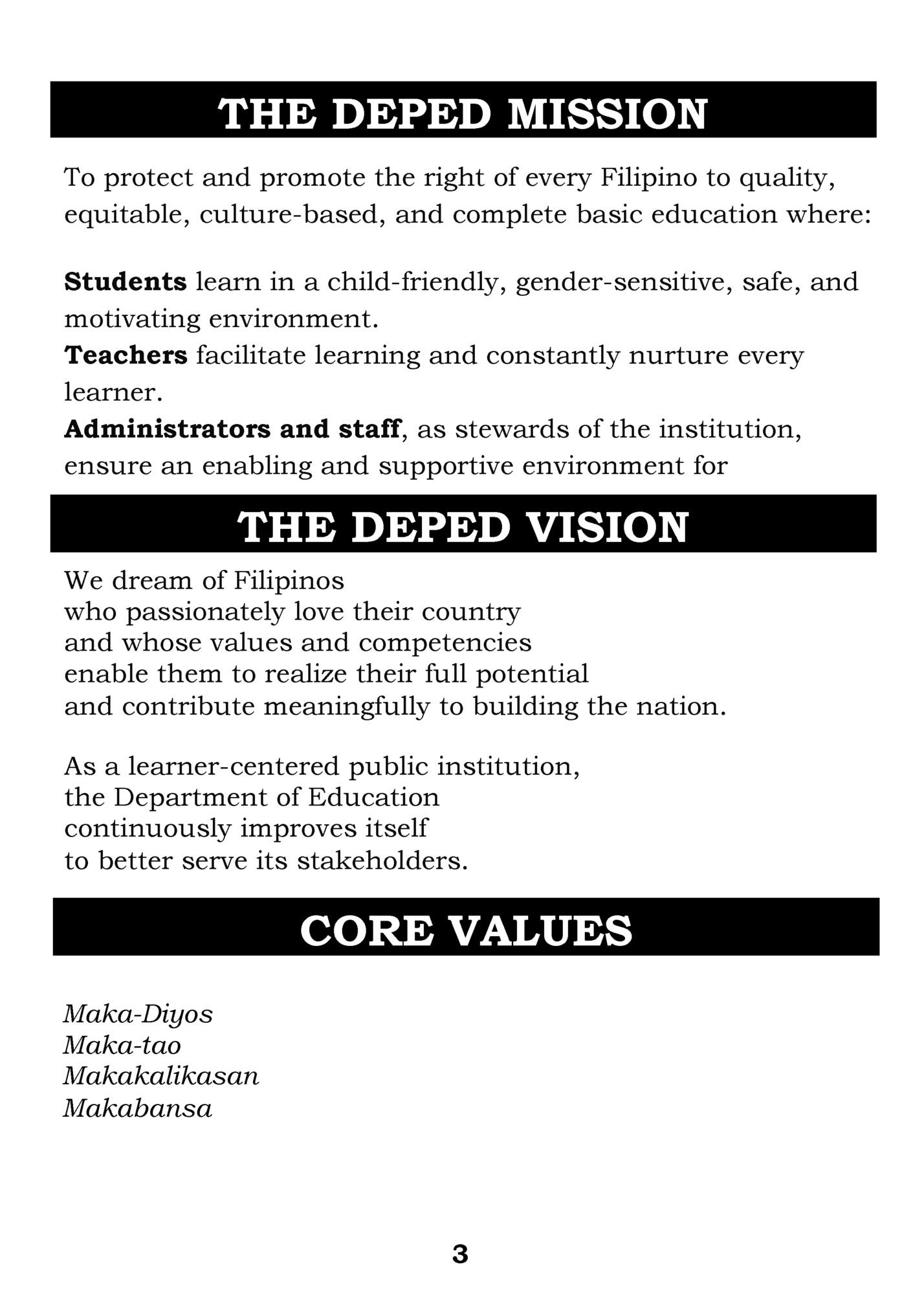 THE DEPED MISSION