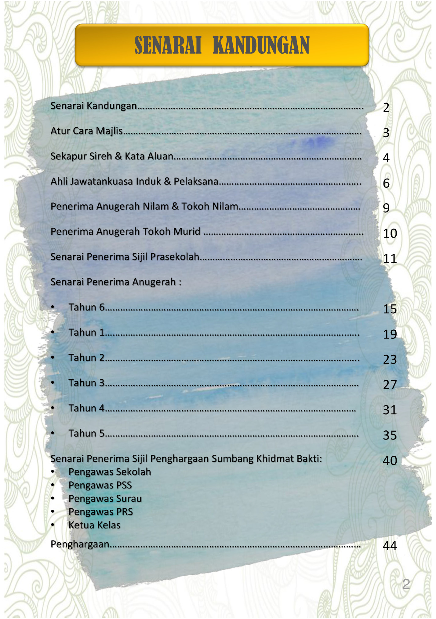 SENARAI KANDUNGAN SENARAI KANDUNGAN