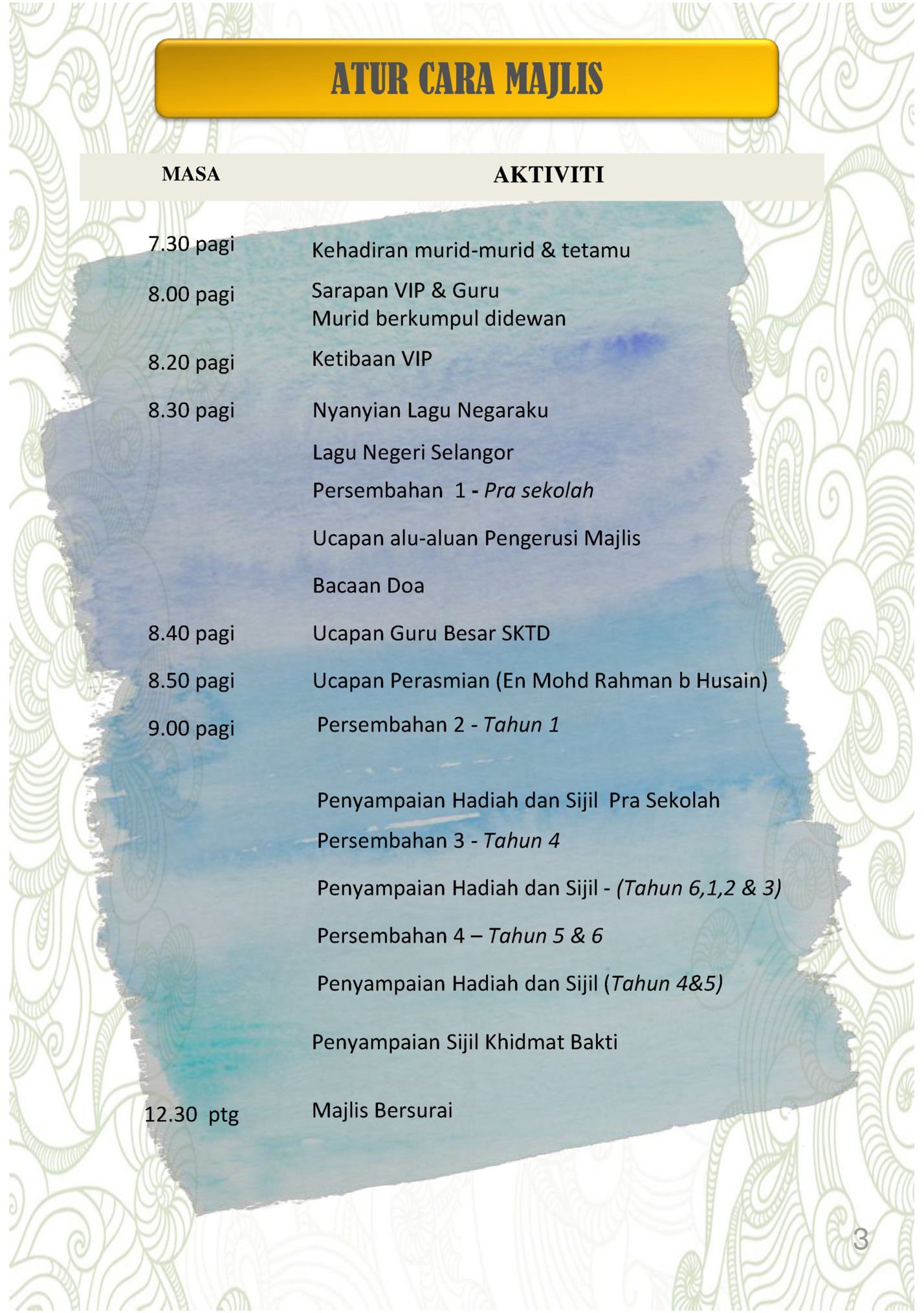 ATUR CARA MAJLIS ATUR CARA MAJLIS