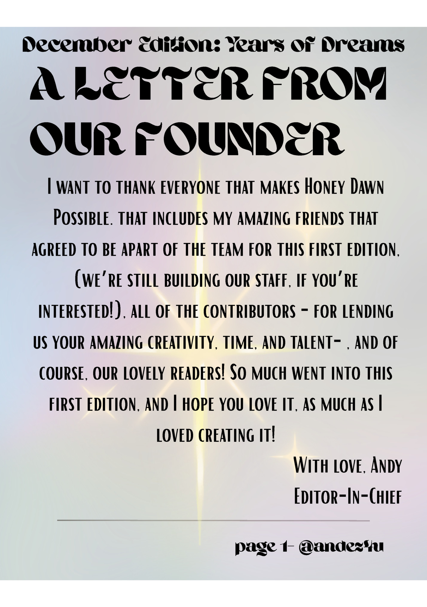 December Edition: Years of Dreams