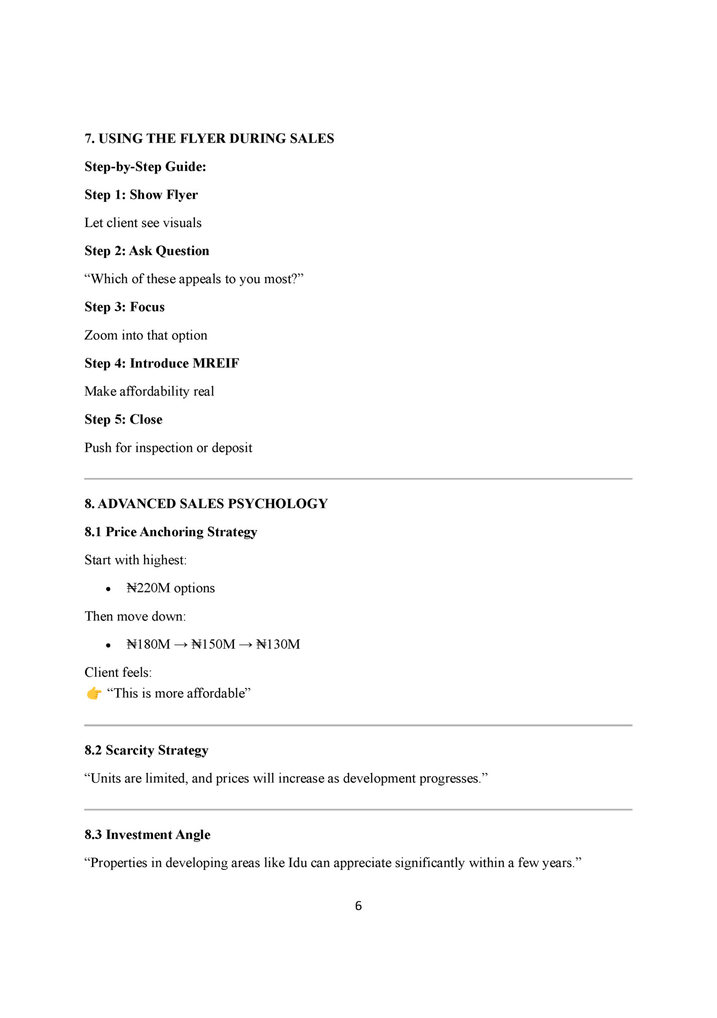 7. USING THE FLYER DURING SALES