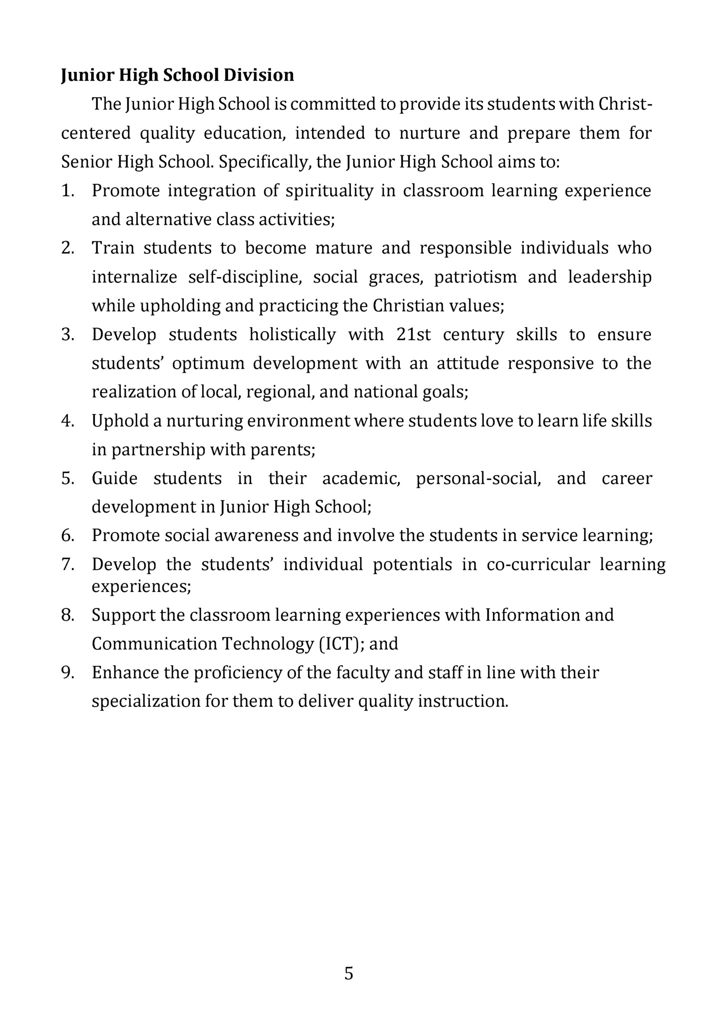 Junior High School Division