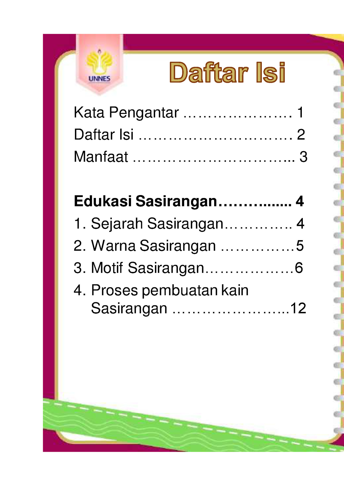 Kata Pengantar …………………. 1