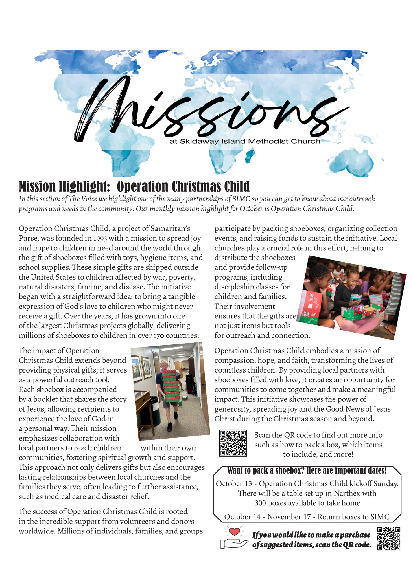 Mission Highlight: Operation Christmas Child