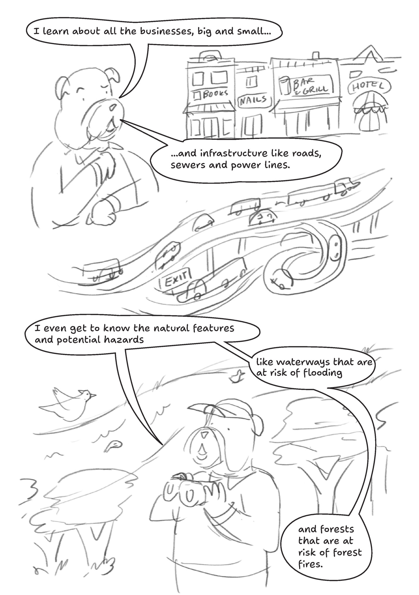 I learn about all the businesses, big and small...