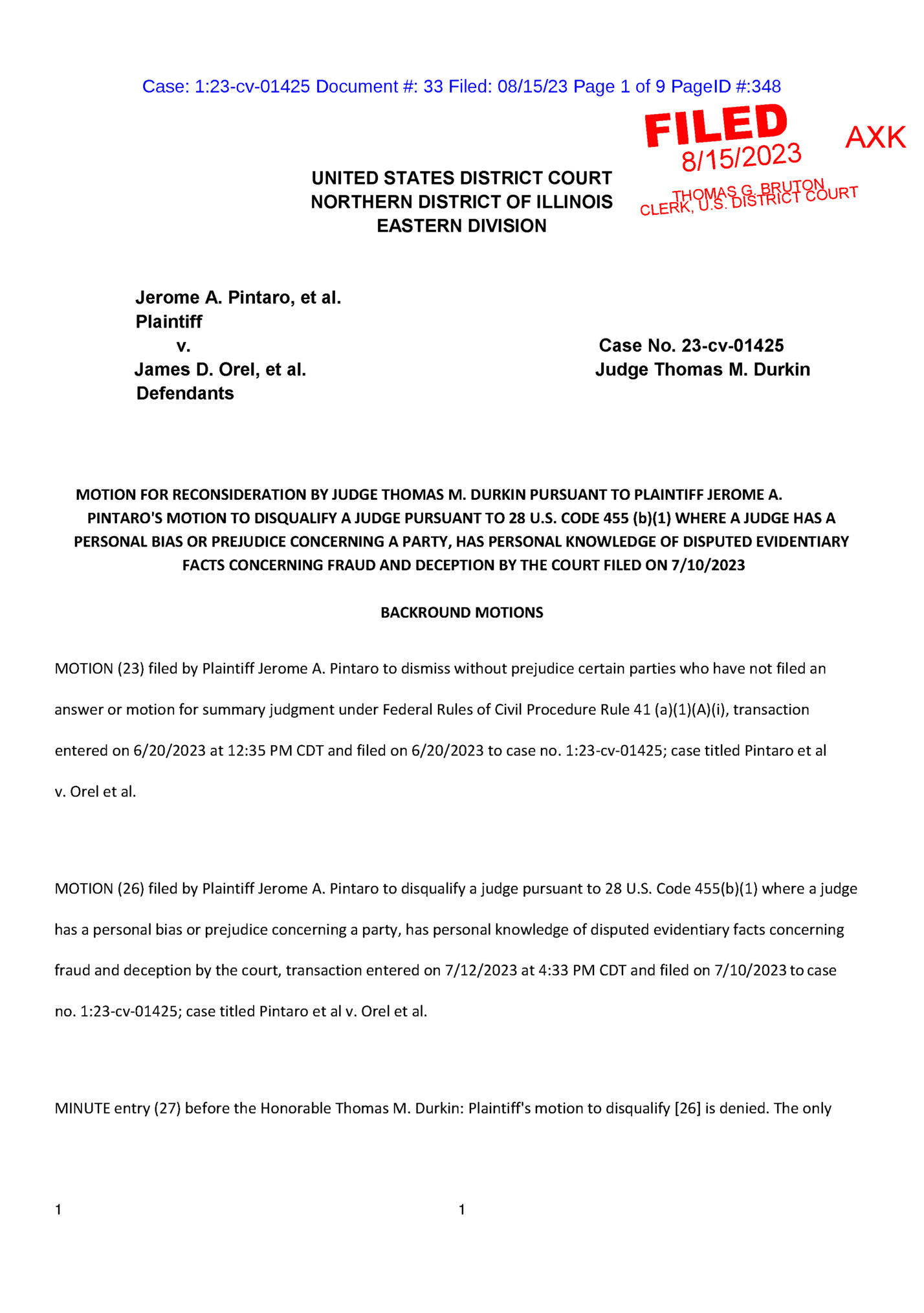 Case: 1:23-cv-01425 Document #: 33 Filed: 08/15/23 Page 1 of 9 PageID #:348