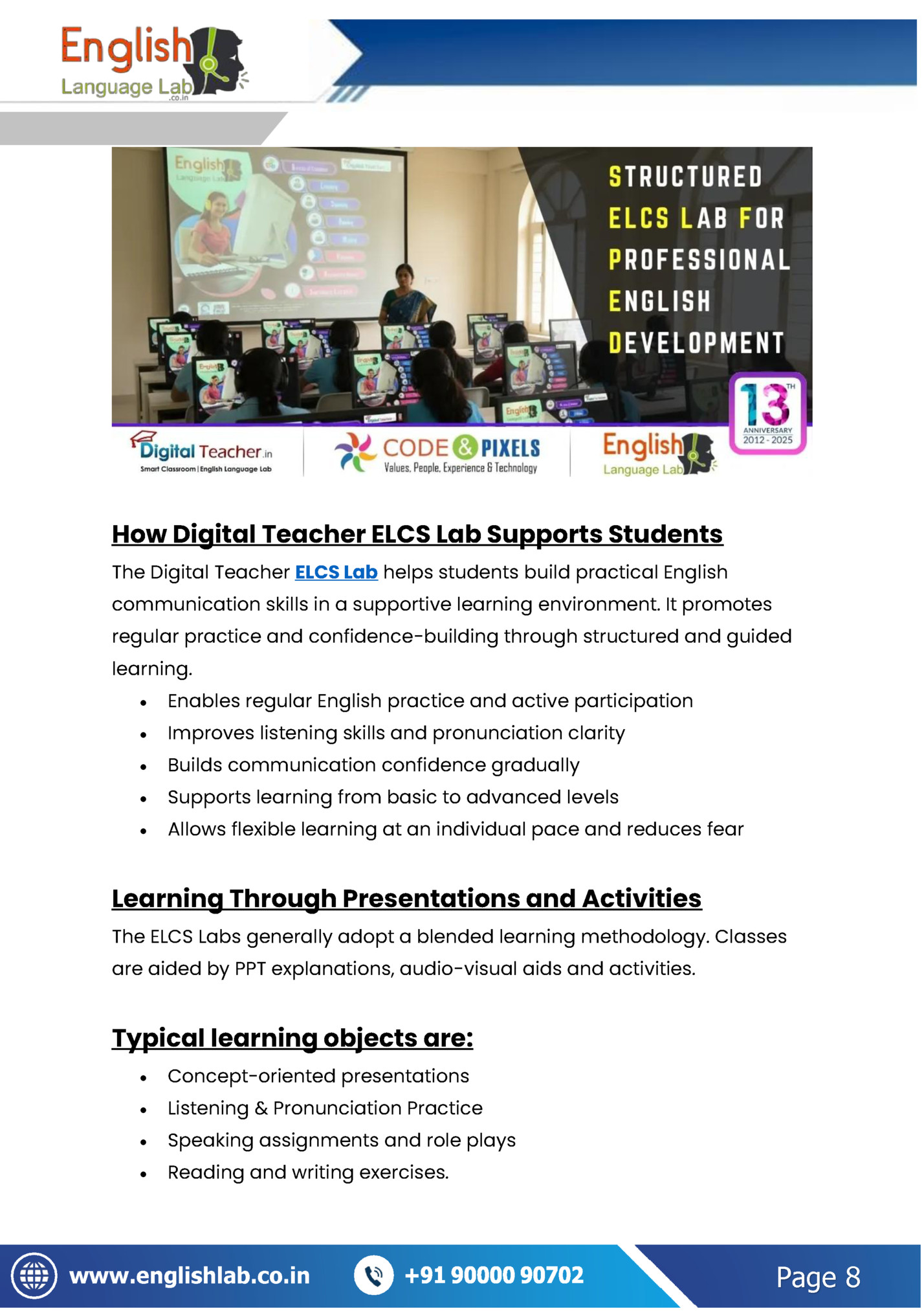 How Digital Teacher ELCS Lab Supports Students How Digital Teacher ELCS Lab Supports Students