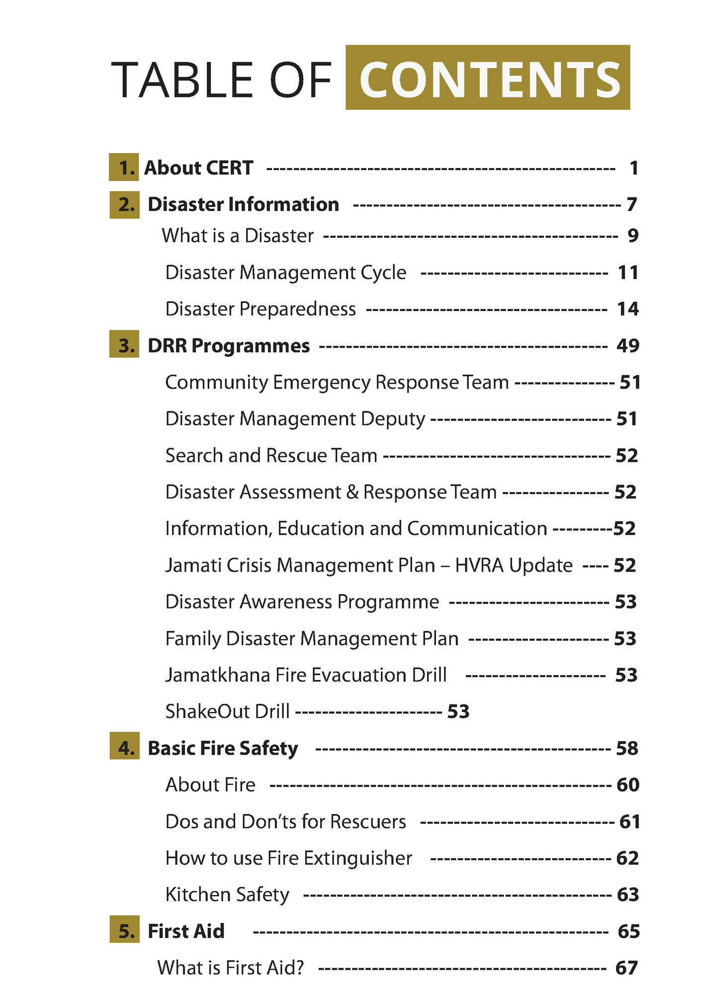 TABLE OF CONTENTS