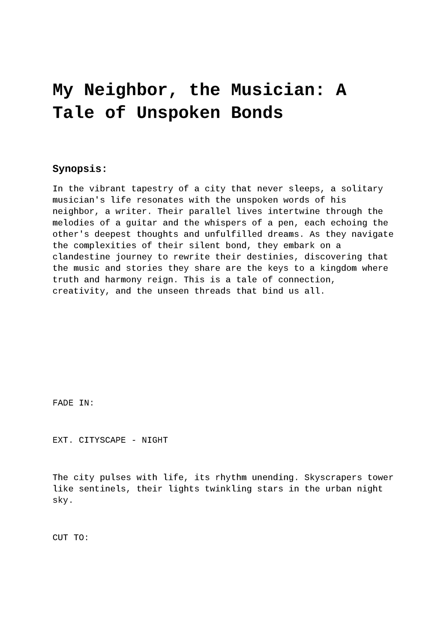 My Neighbor, the Musician: A