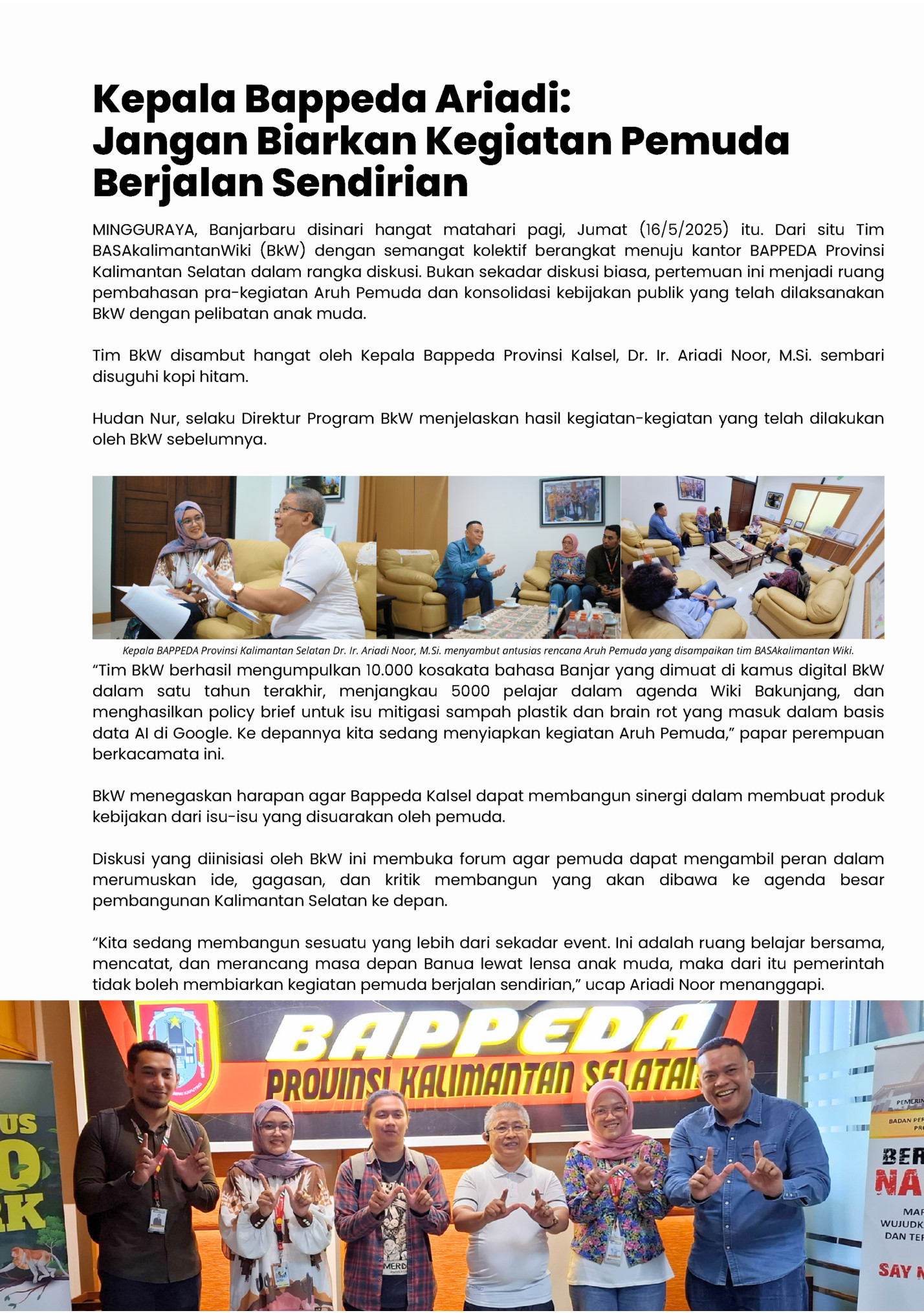 Kepala Bappeda Ariadi: