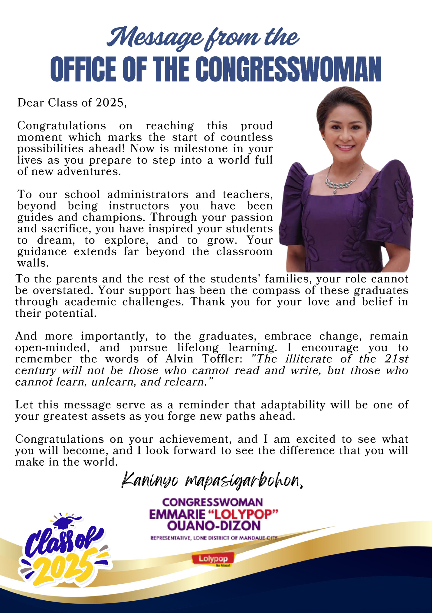 Message from the