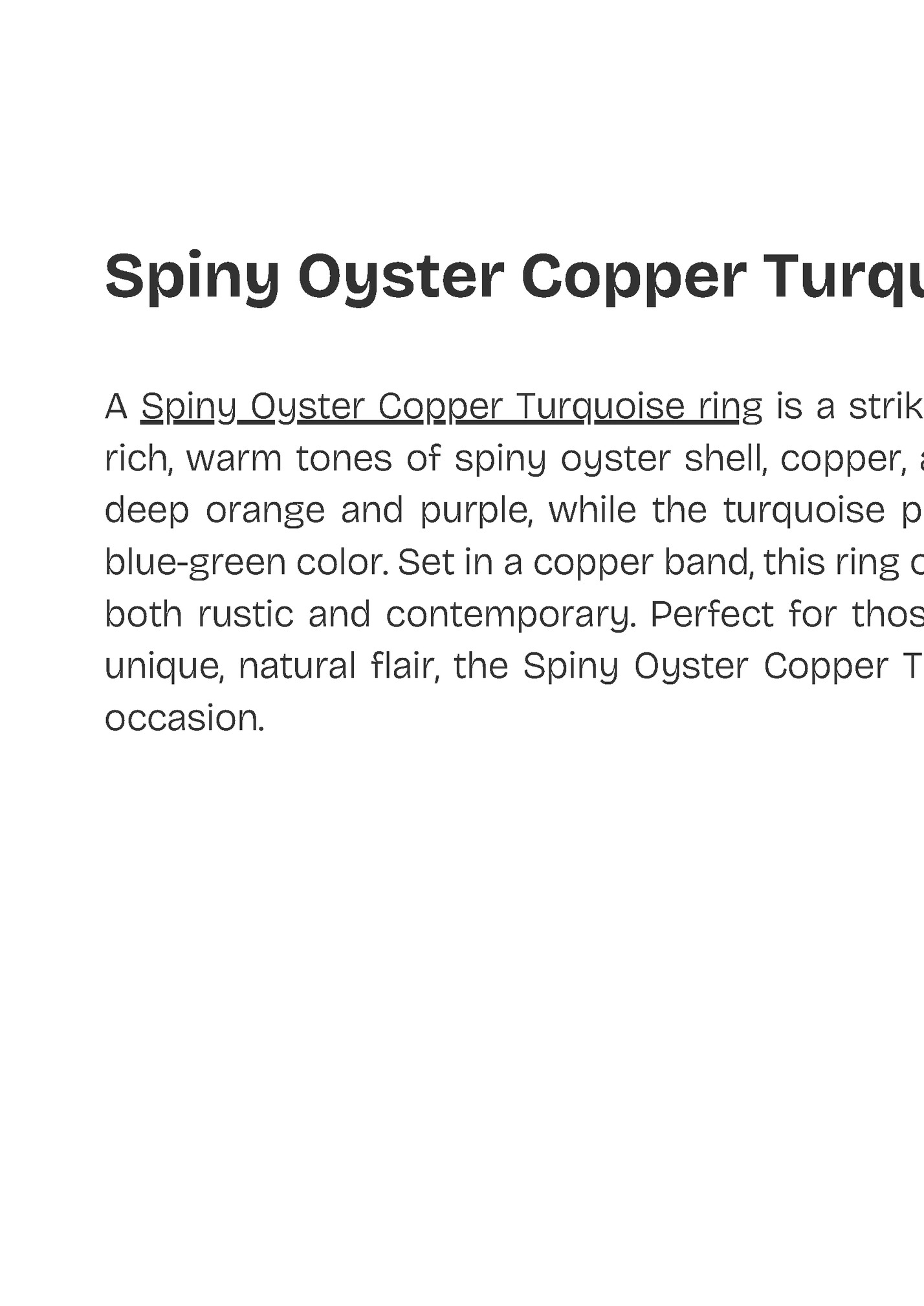 Spiny Oyster Copper Turquoise Ring Spiny Oyster Copper Turquoise Ring