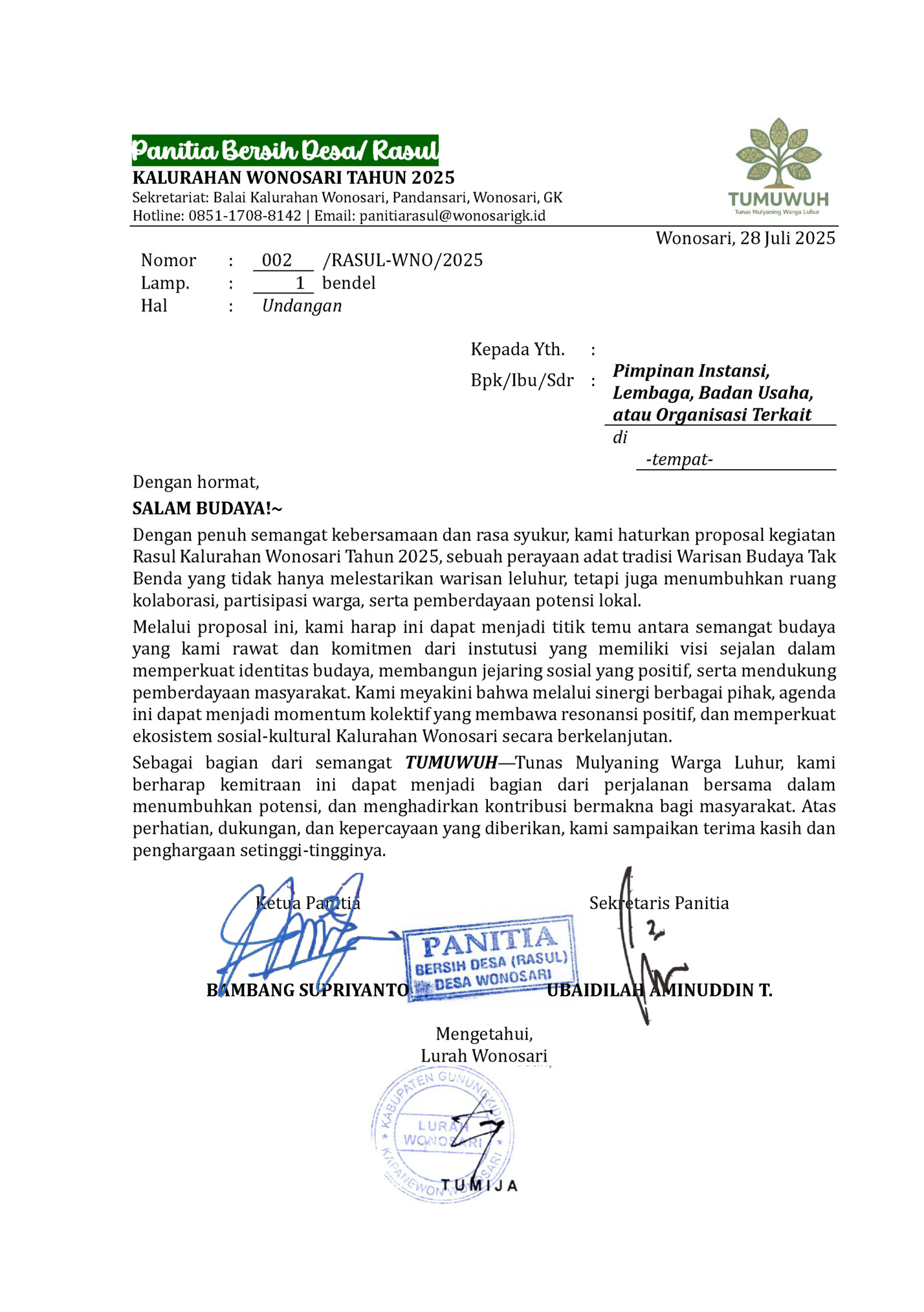 Panitia Bersih Desa/ Rasul