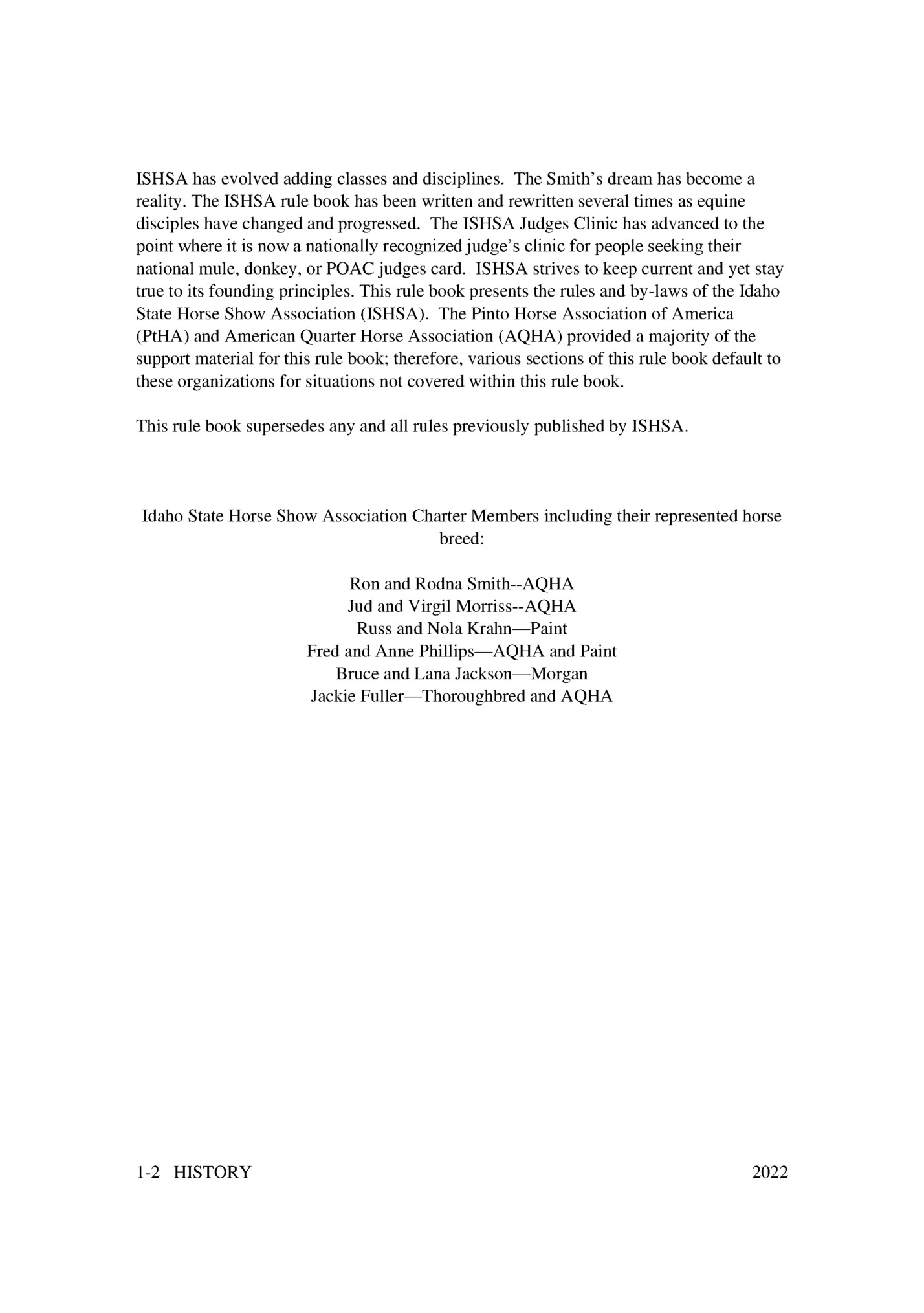 ISHSA has evolved adding classes and disciplines. The Smith’s dream has become a ISHSA has evolved adding classes and disciplines. The Smith’s dream has become a