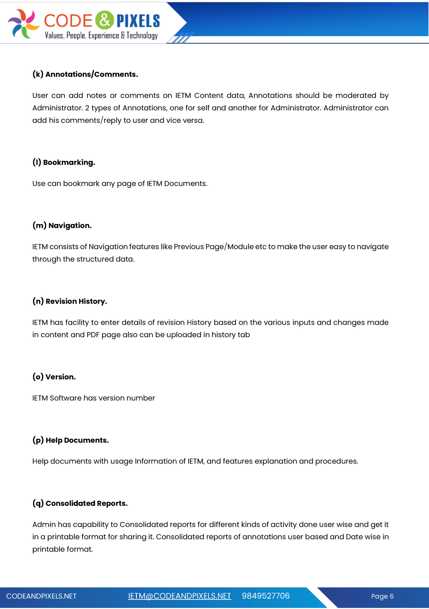 (k) Annotations/Comments. (k) Annotations/Comments.