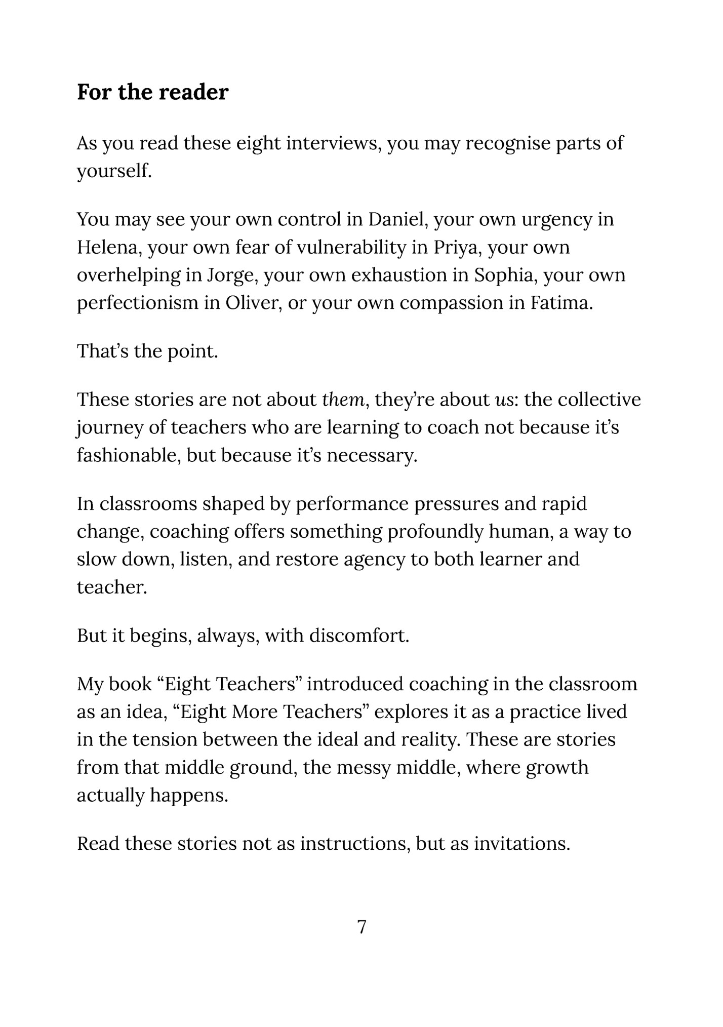 For the reader For the reader