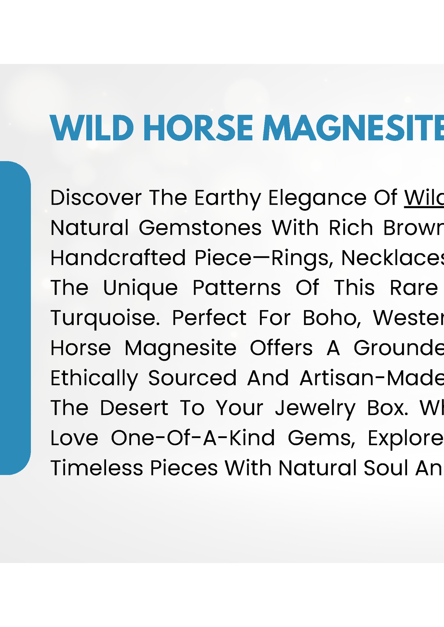 WILD HORSE MAGNESITE JEWELRY WILD HORSE MAGNESITE JEWELRY