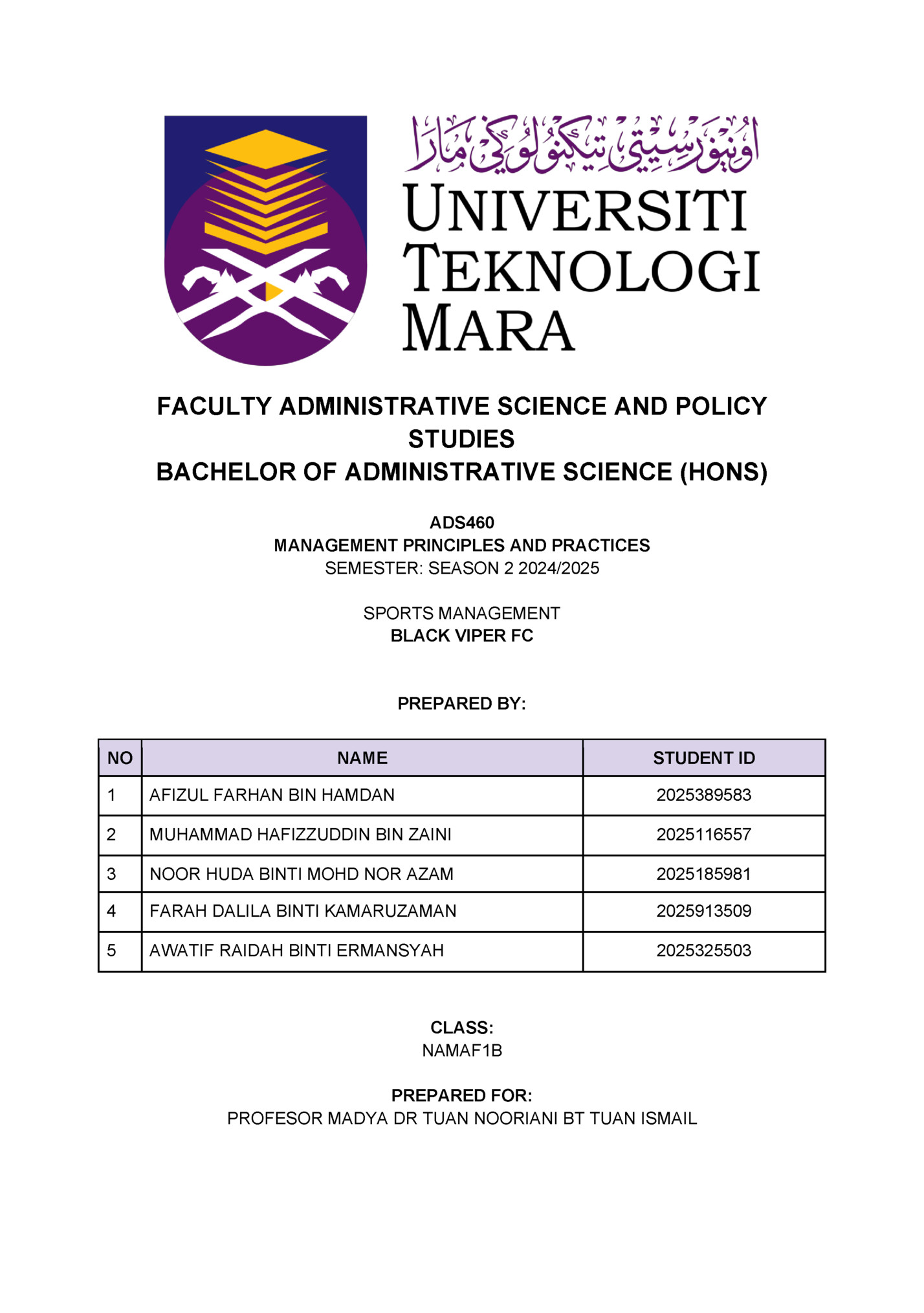 FACULTY ADMINISTRATIVE SCIENCE AND POLICY