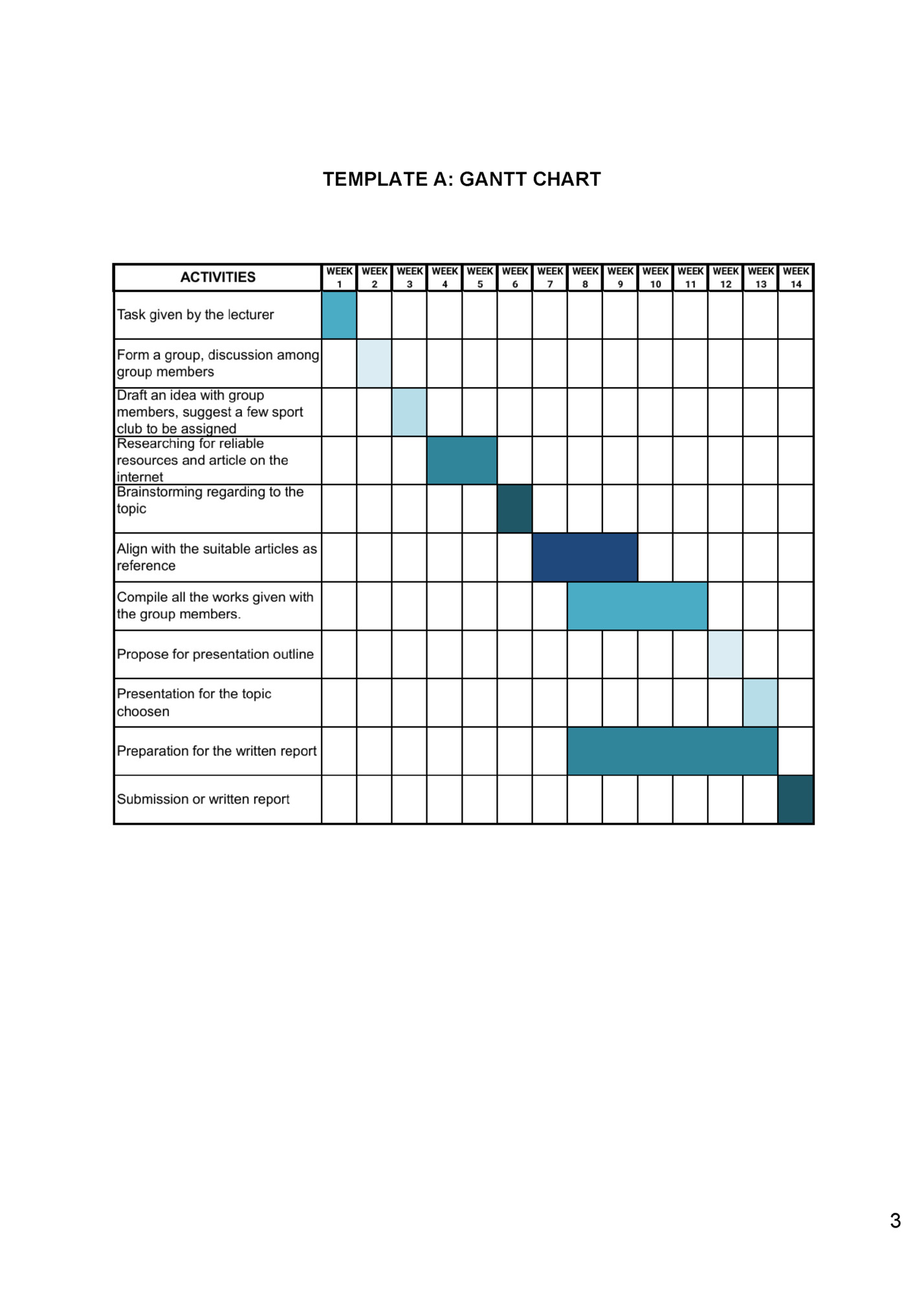 TEMPLATE A: GANTT CHART