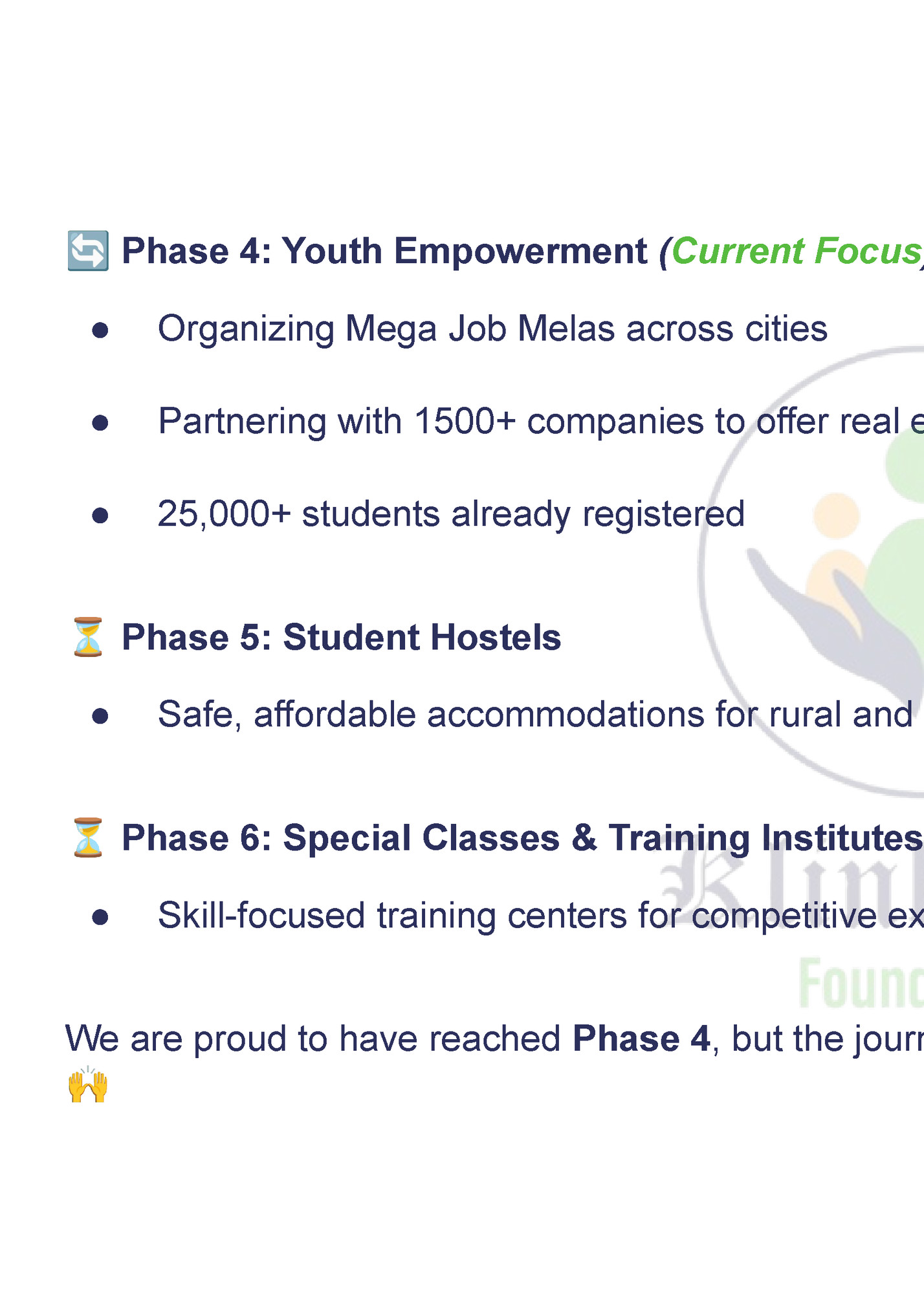 🔄 Phase 4: Youth Empowerment (Current Focus)