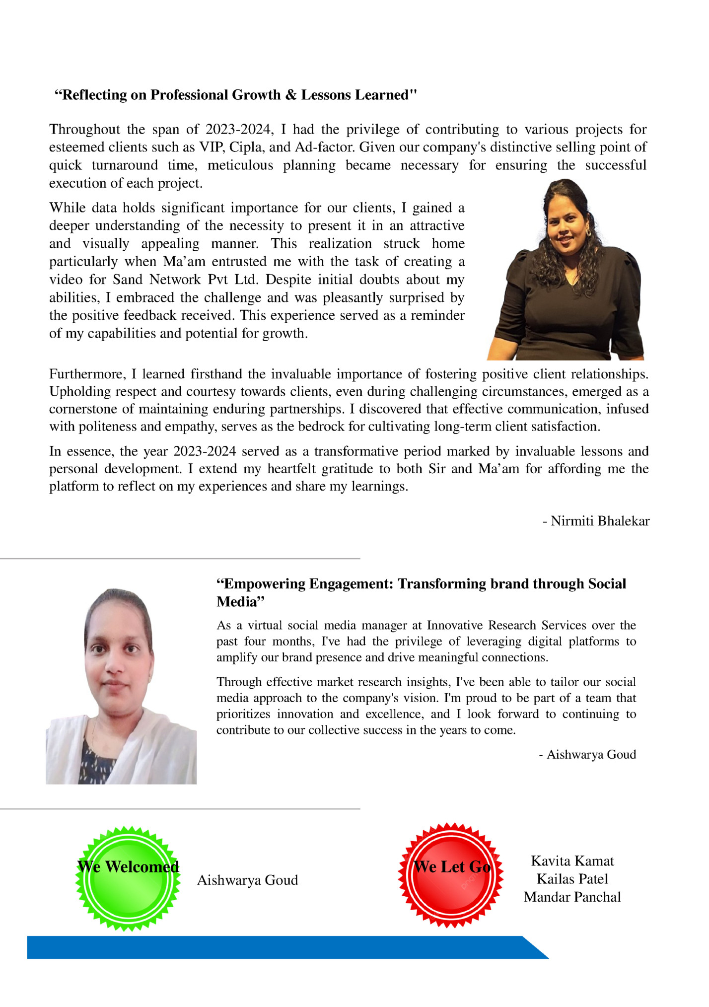 “Reflecting on Professional Growth & Lessons Learned “Reflecting on Professional Growth & Lessons Learned